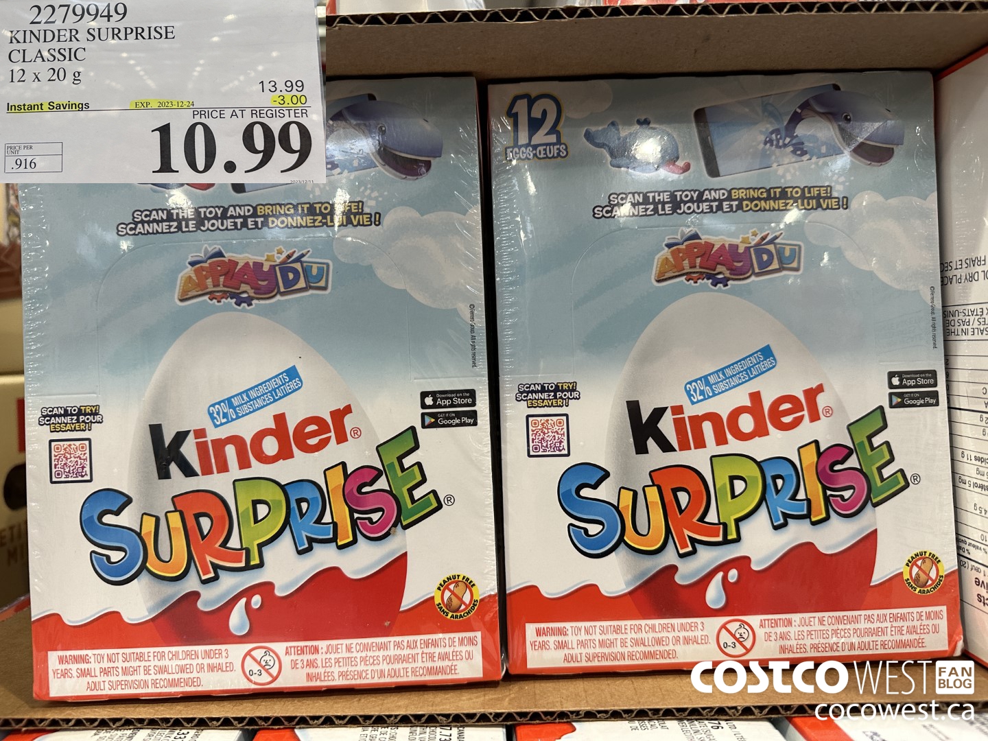 2279949 KINDER SURPRISE CLASSIC 12 x 20g ($3.00 INSTANT SAVINGS EXPIRES ON 2023-12-24) $10.99