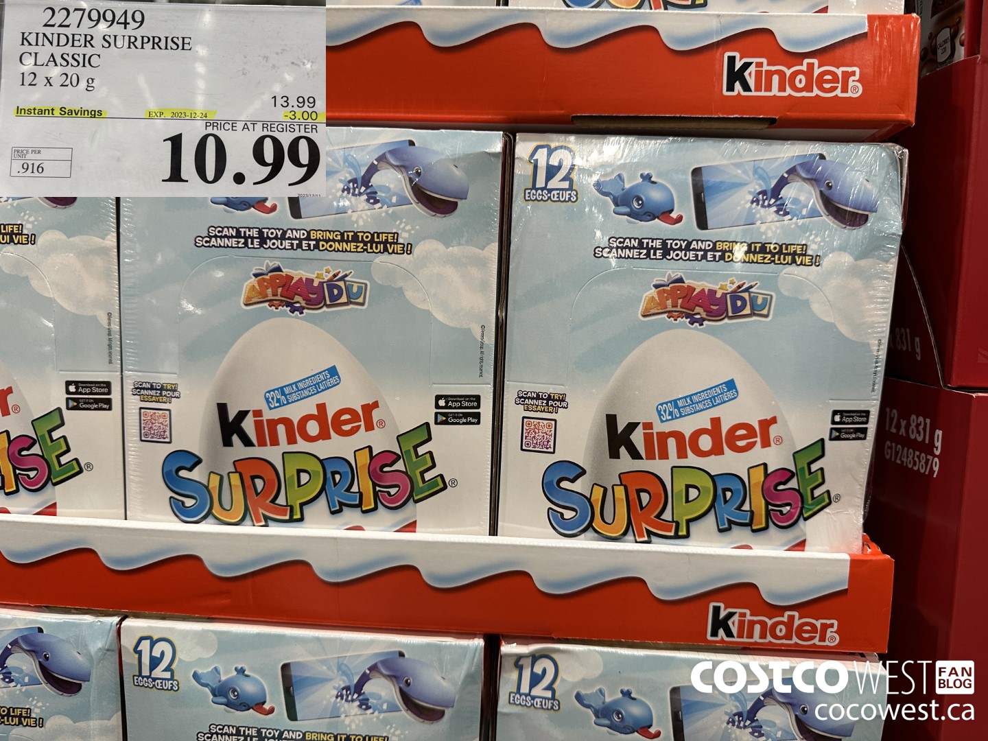 2279949 KINDER SURPRISE CLASSIC 12 x 20g ($3.00 INSTANT SAVINGS EXPIRES ON 2023-12-24) $10.99