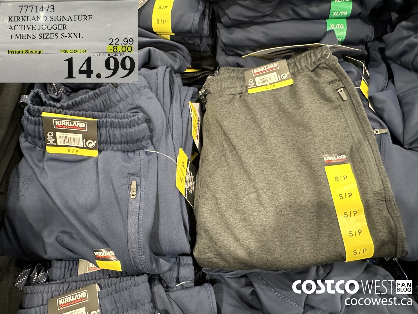 7771473 KIRKLAND SIGNATURE ACTIVE JOGGER MENS SIZES S-XXL ($8.00 INSTANT SAVINGS EXPIRES ON 2023-12-24) $14.99