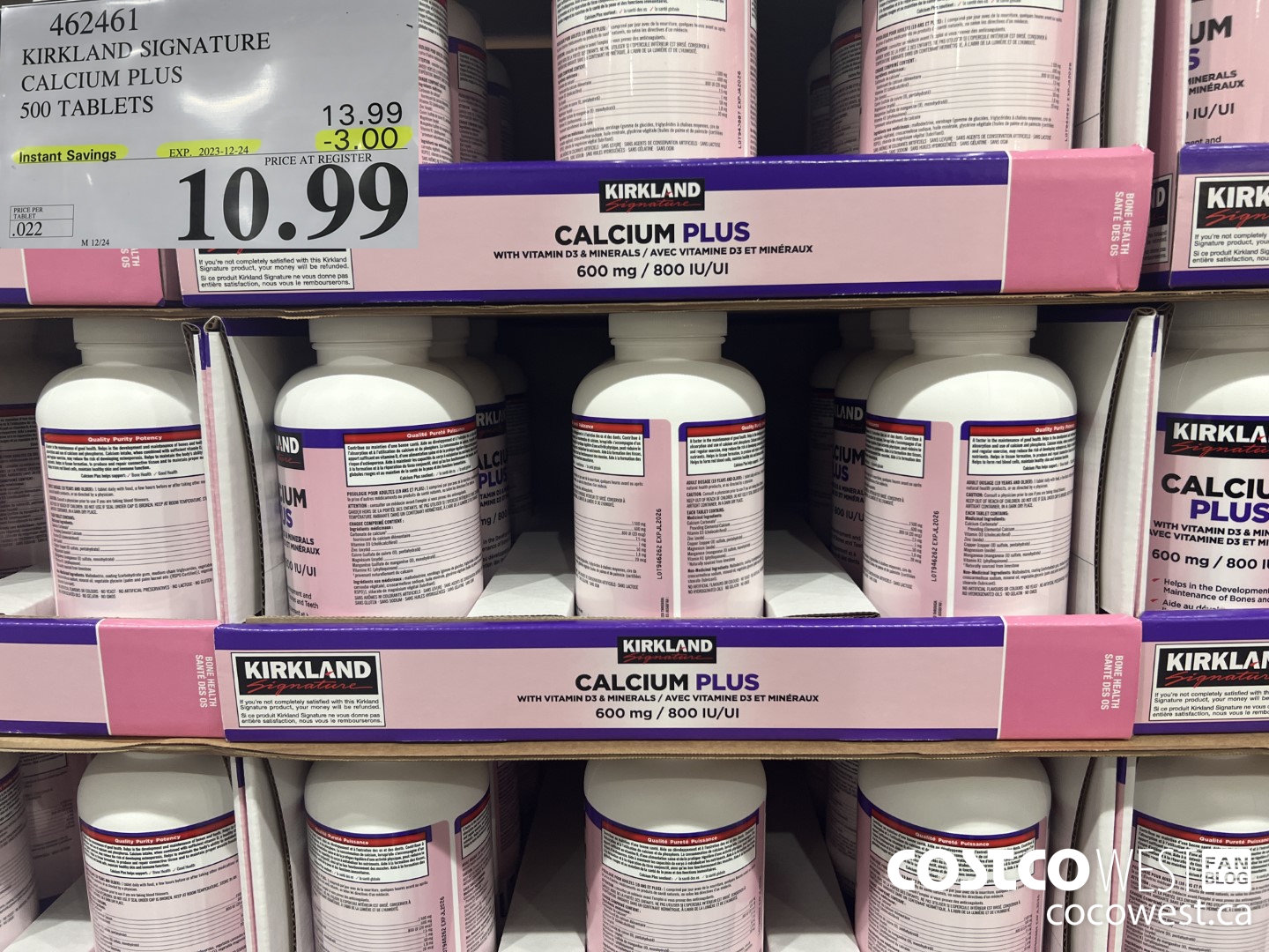 462461 KIRKLAND SIGNATURE CALCIUM PLUS 500 TABLETS ($3.00 INSTANT SAVINGS EXPIRES ON 2023-12-24) $10.99