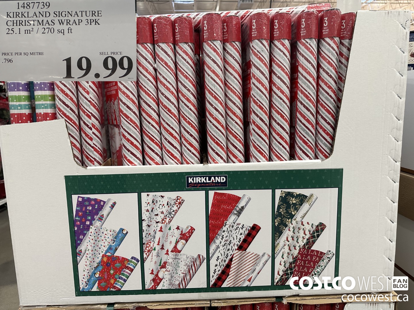 1487739 KIRKLAND SIGNATURE CHRISTMAS WRAP 3PK 25.1 M2 / 270 SQ FT $19.99