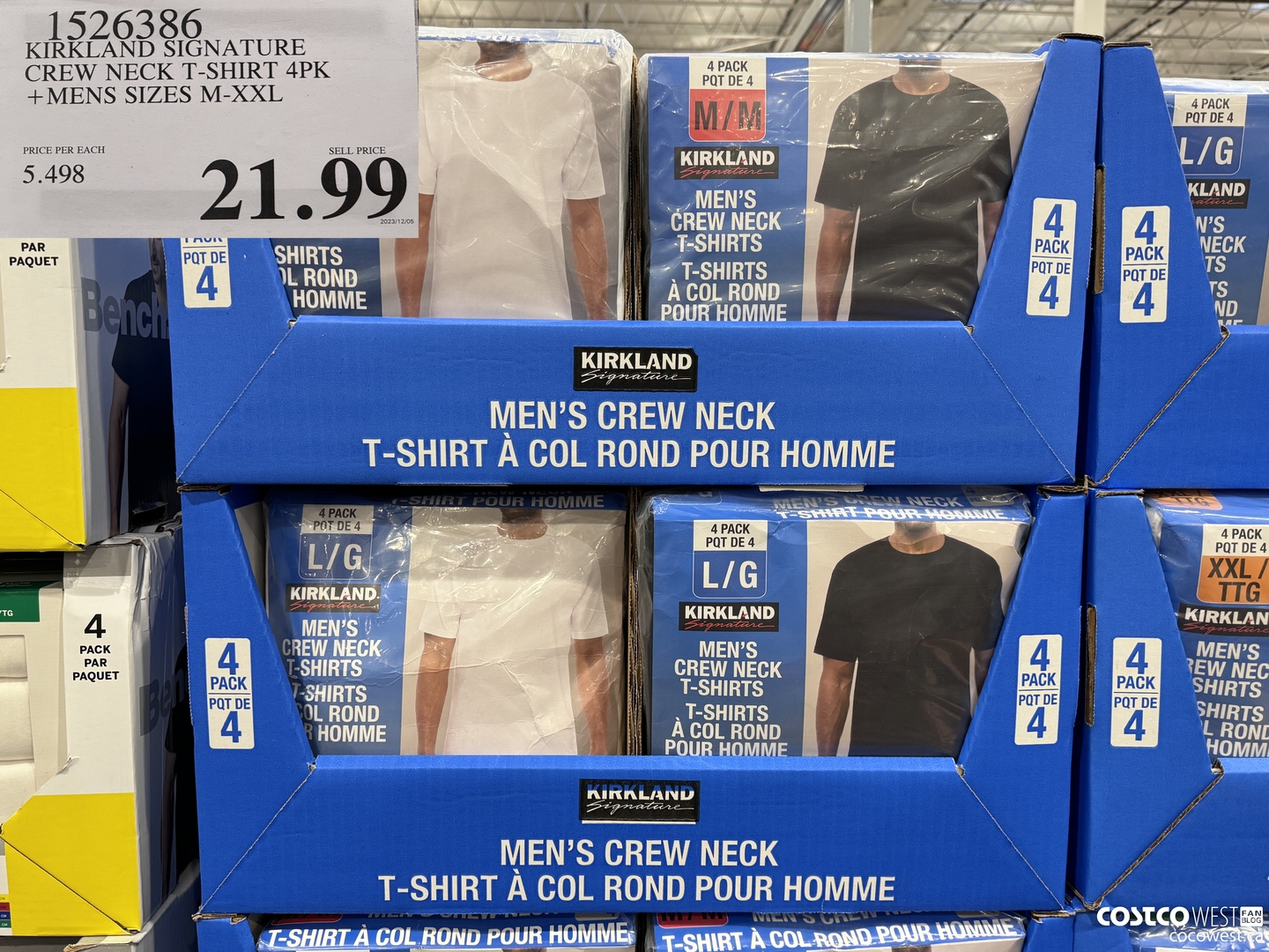 1526386 KIRKLAND SIGNATURE CREW NECK T-SHIRT 4PK MENS SIZES M-XXL $21.99