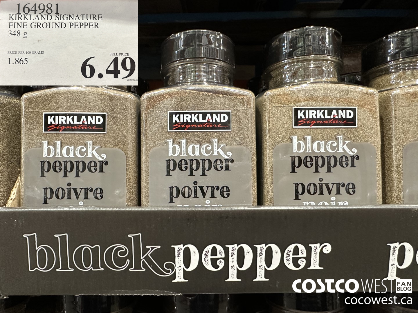 164981 KIRKLAND SIGNATURE FINE GROUND PEPPER 348 g $6.49