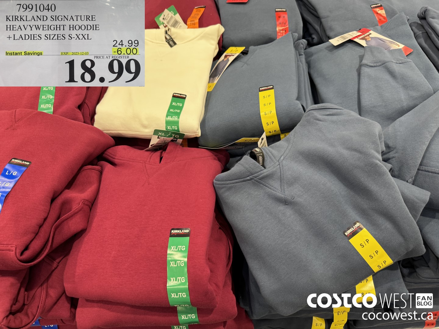 7991040 KIRKLAND SIGNATURE HEAVYWEIGHT HOODIE LADIES SIZES S-XXL ($6.00 INSTANT SAVINGS EXPIRES ON 2023-12-03) $18.99