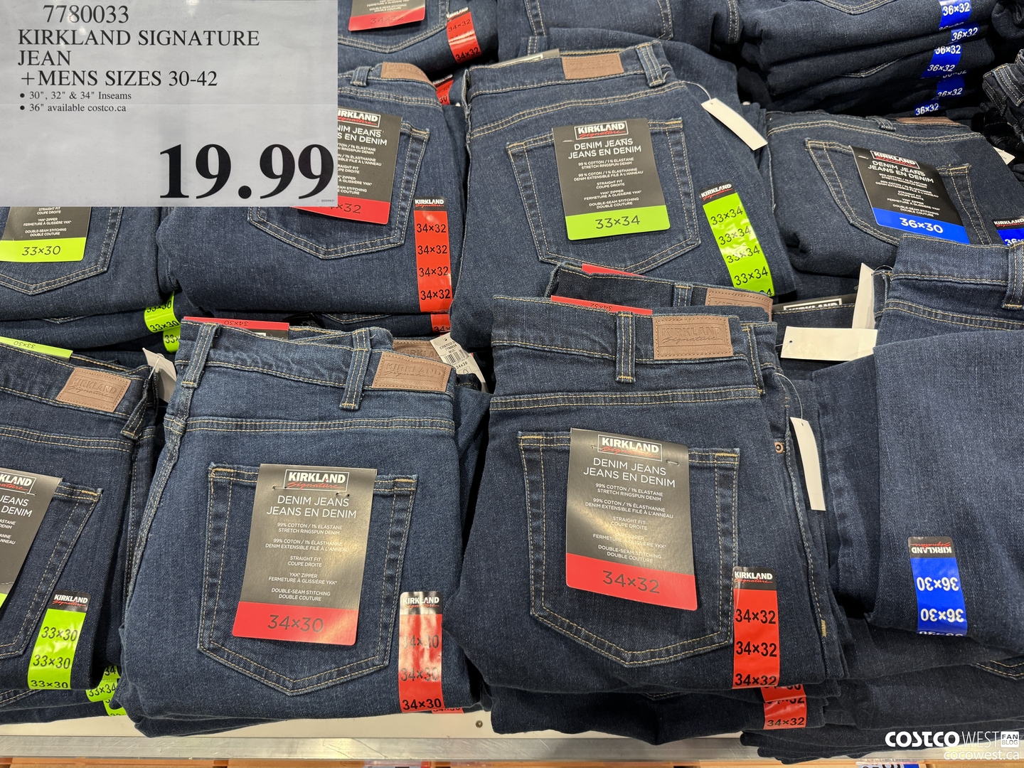 7780033 KIRKLAND SIGNATURE JEAN MENS SIZES 30-42 $19.99