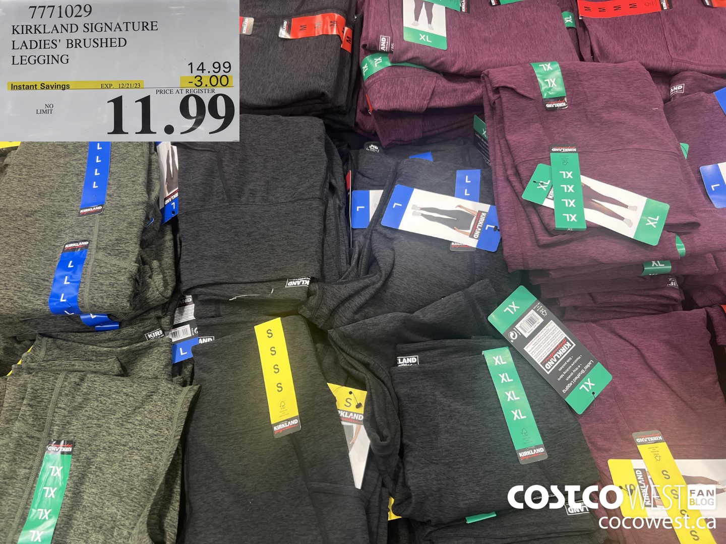 7771029 KIRKLAND SIGNATURE LADIES' BRUSHED LEGGING ($3.00 INSTANT SAVINGS EXPIRES ON 2023-12-21) $11.99