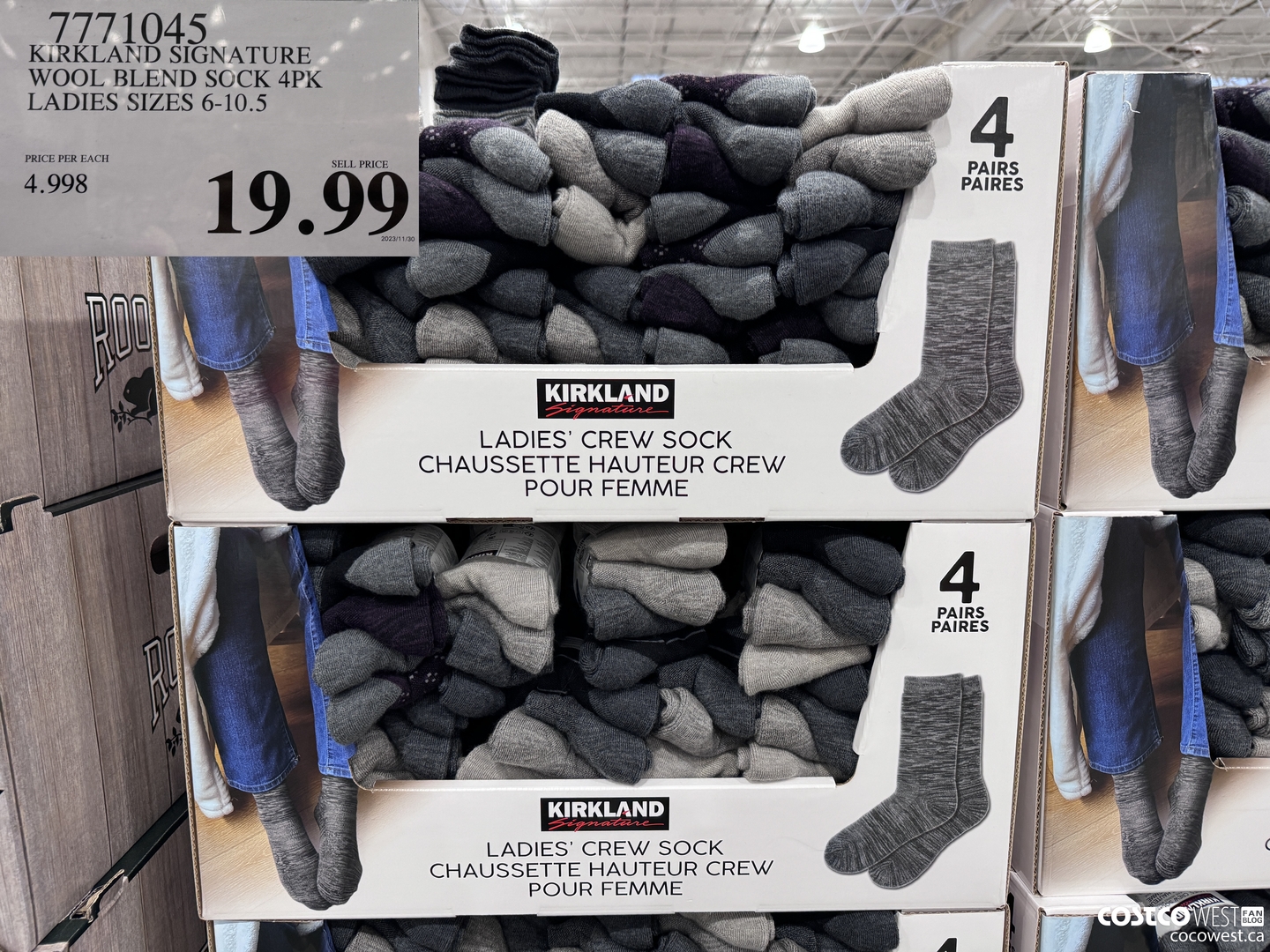 7771045 KIRKLAND SIGNATURE LADIES' WOOL BLEND CREW SOCK 4PR $19.99