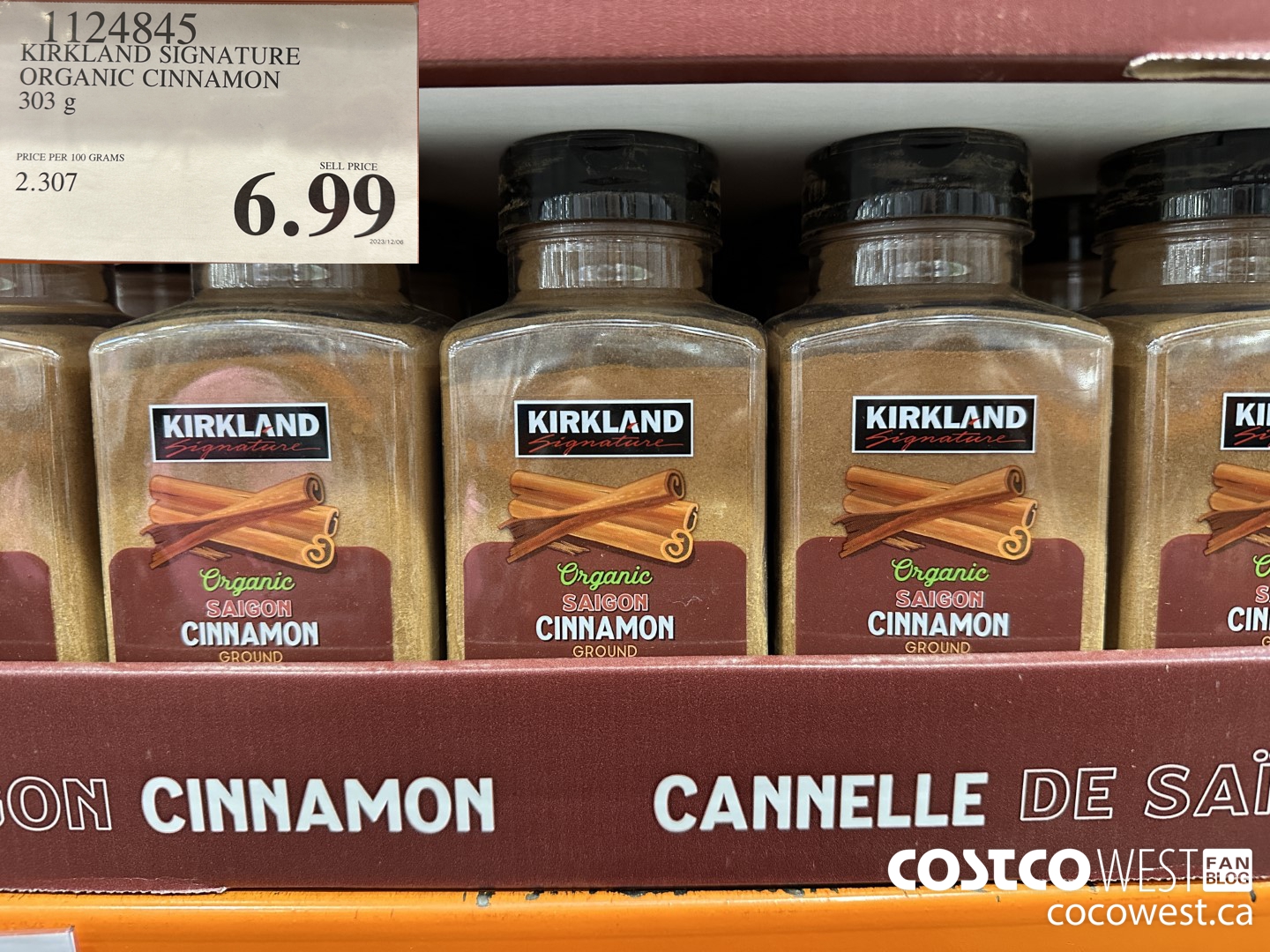 1124845 KIRKLAND SIGNATURE ORGANIC CINNAMON 303 g $6.99