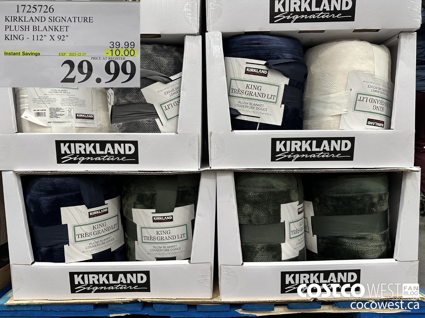 1725726 KIRKLAND SIGNATURE PLUSH BLANKET KING 112