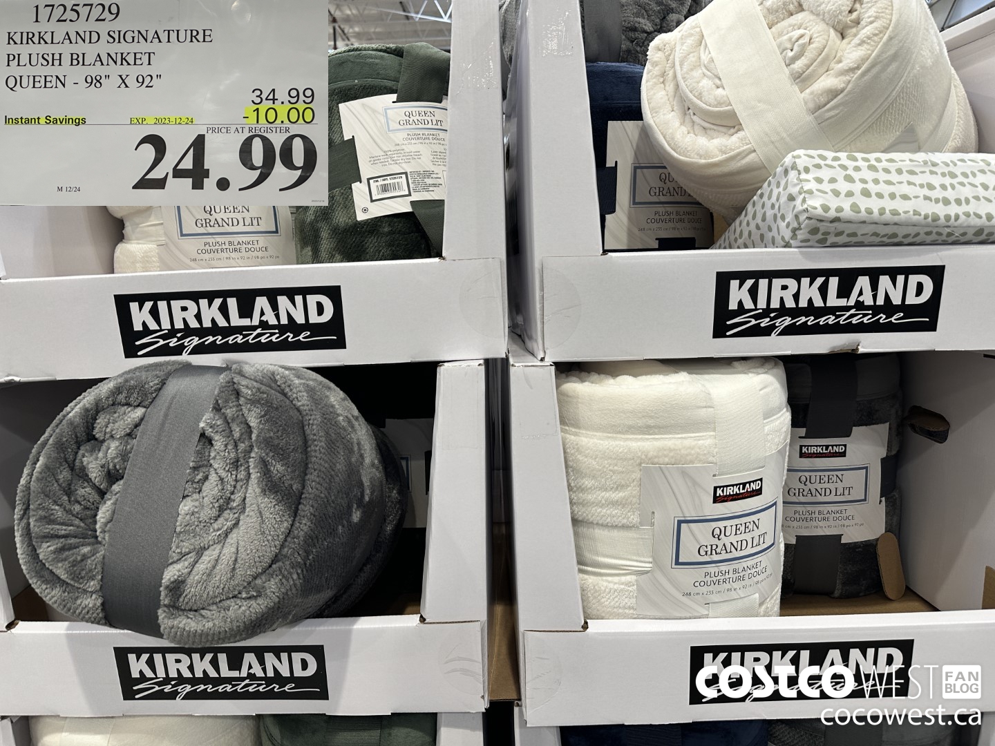 1725729 KIRKLAND SIGNATURE PLUSH BLANKET QUEEN 98