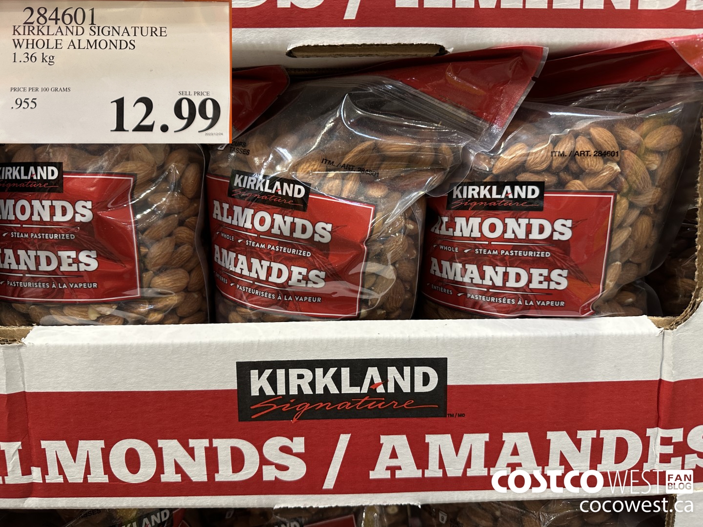 284601 KIRKLAND SIGNATURE WHOLE ALMONDS 1.36 kg $12.99