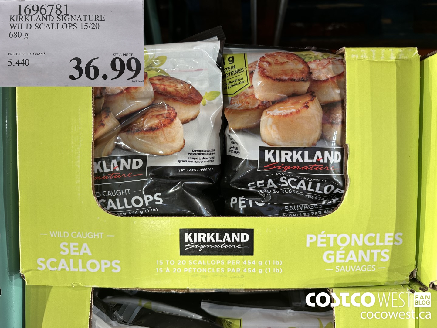 1696781 KIRKLAND SIGNATURE WILD SCALLOPS 15/20 680 g $36.99