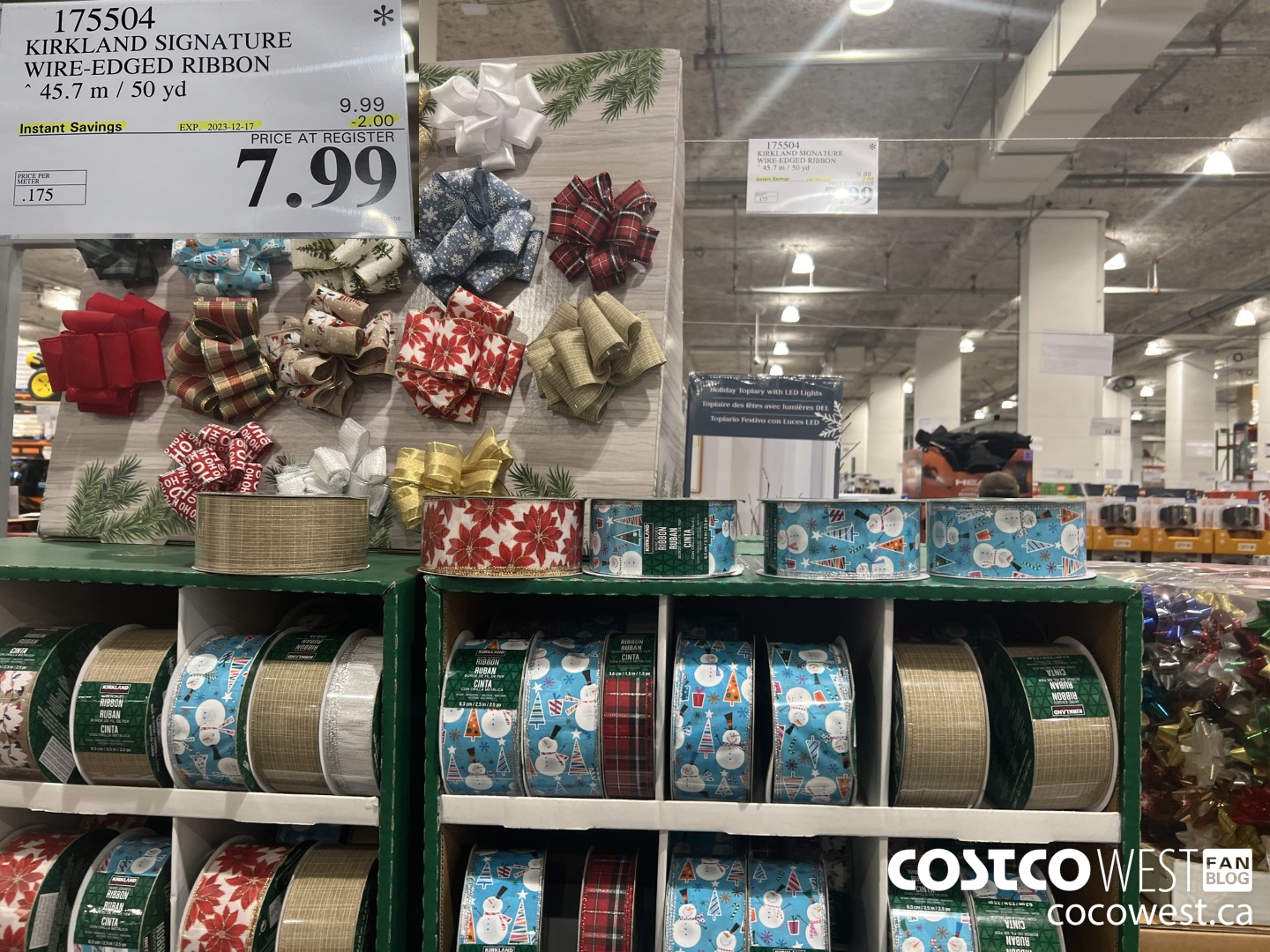 175504 KIRKLAND SIGNATURE WIRE-EDGED RIBBON 45.7M / 50 YD ($2.00 INSTANT SAVINGS EXPIRES ON 2023-12-17) $7.99