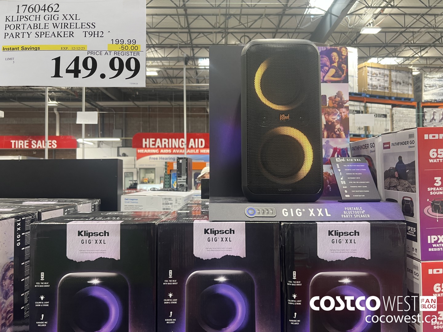 1760462 KLIPSCH GIG XXL PORTABLE WIRELESS PARTY SPEAKER T9H2 ($50.00 INSTANT SAVINGS EXPIRES ON 2023-12-12) $149.99