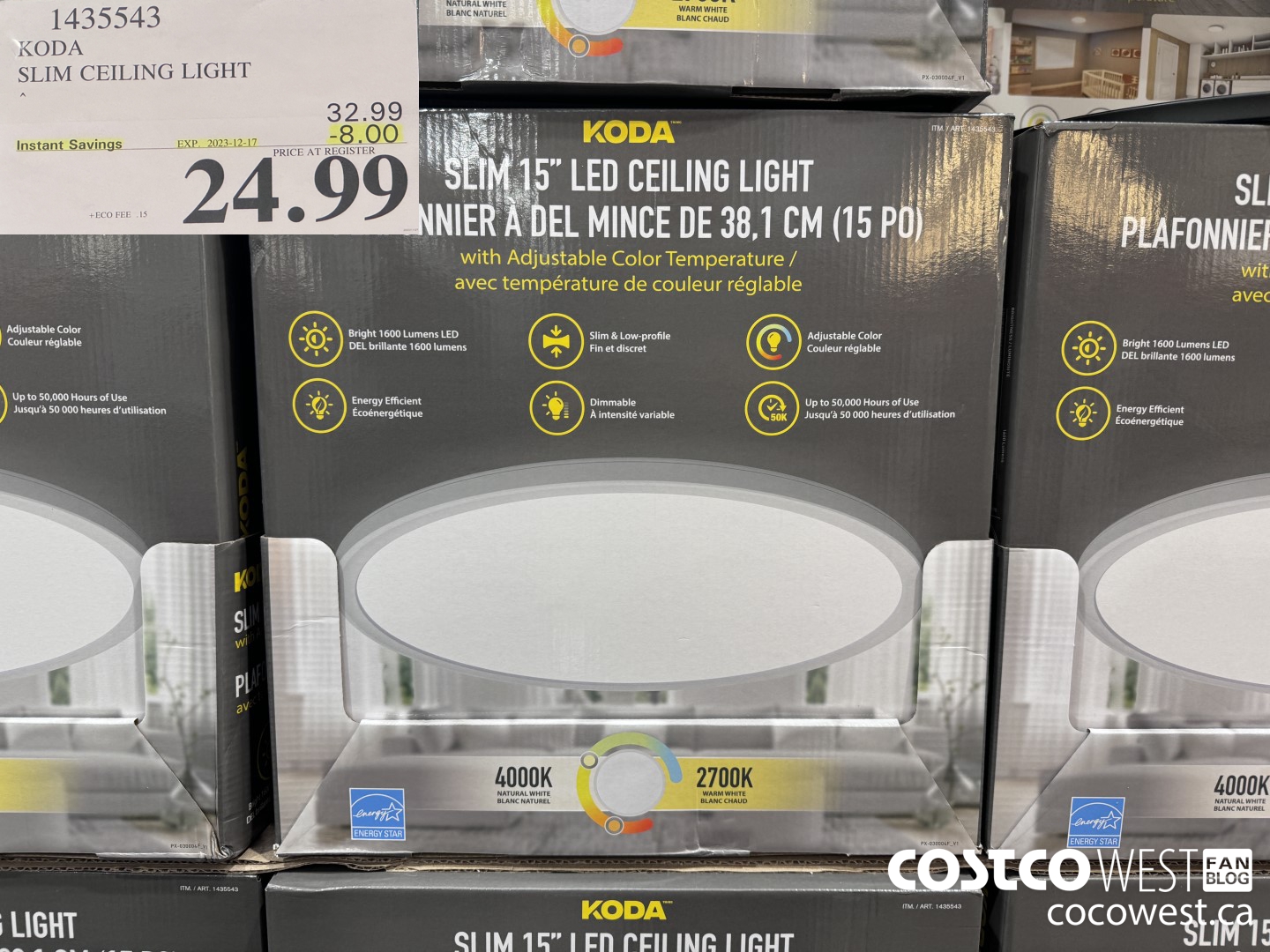 1435543 KODA SLIM CEILING LIGHT LED ($8.00 INSTANT SAVINGS EXPIRES ON 2023-12-17) $24.99