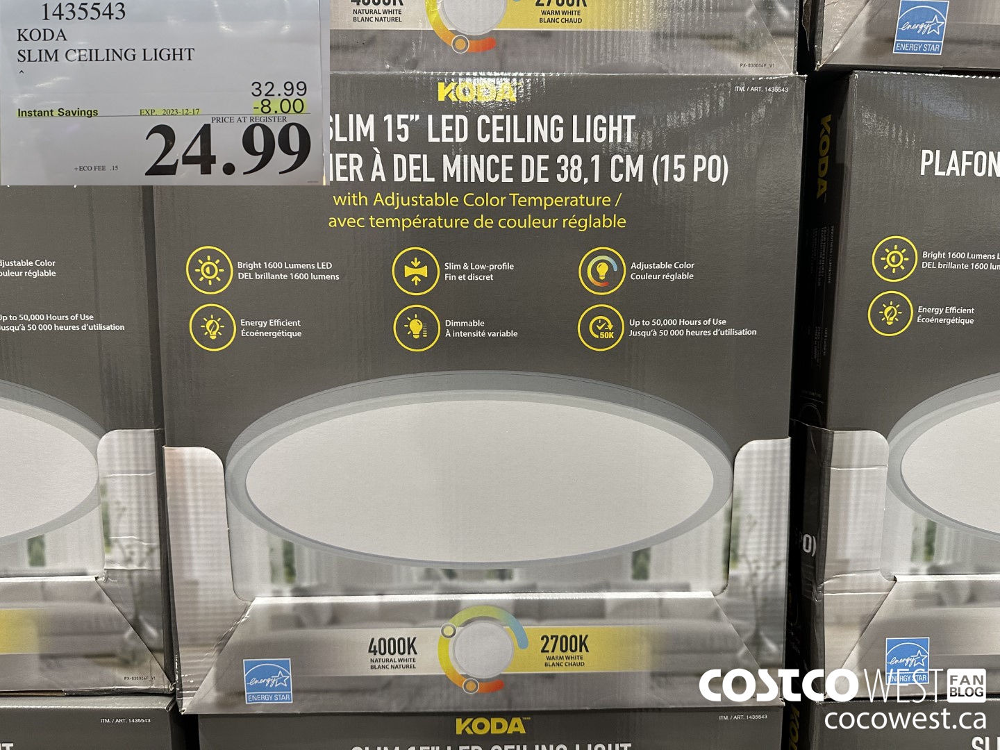 1435543 KODA SLIM CEILING LIGHT LED ($8.00 INSTANT SAVINGS EXPIRES ON 2023-12-17) $24.99
