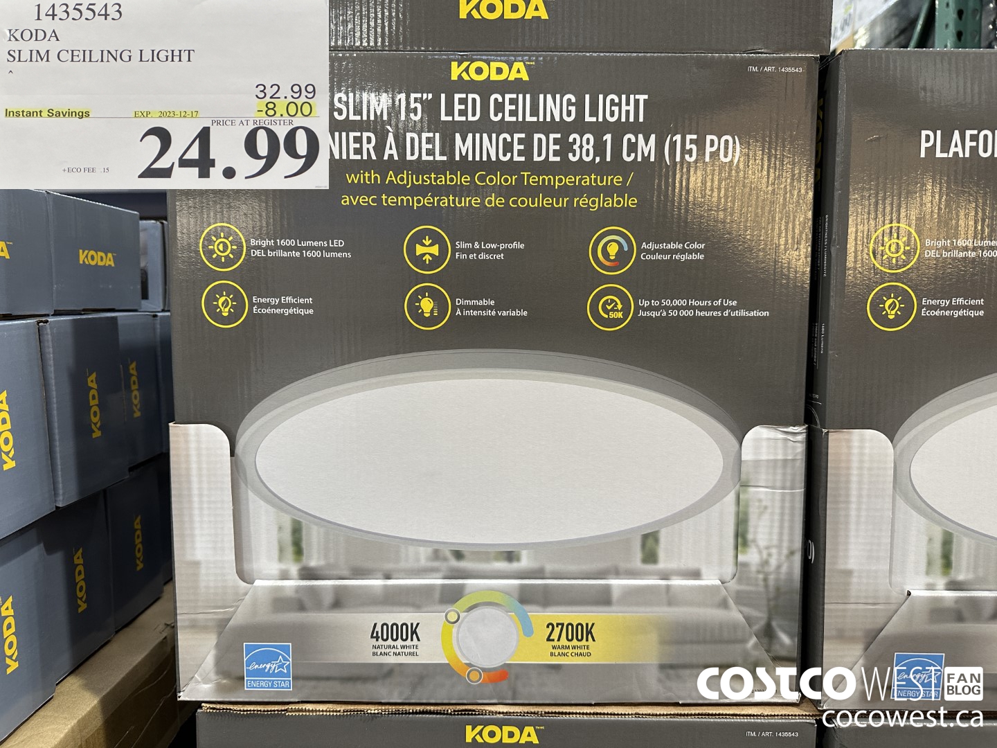 1435543 KODA SLIM CEILING LIGHT LED ($8.00 INSTANT SAVINGS EXPIRES ON 2023-12-17) $24.99