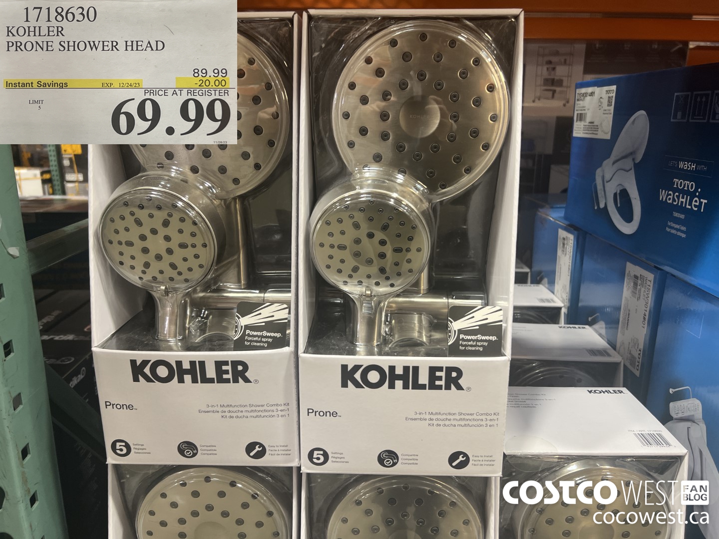 1718630 KOHLER PRONE SHOWER HEAD ($20.00 INSTANT SAVINGS EXPIRES ON 2023-12-24) $69.99