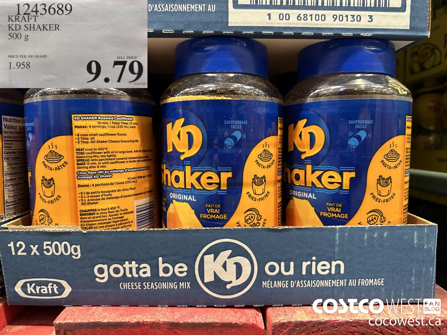 1243689 KRAFT KD SHAKER 500 G $9.79