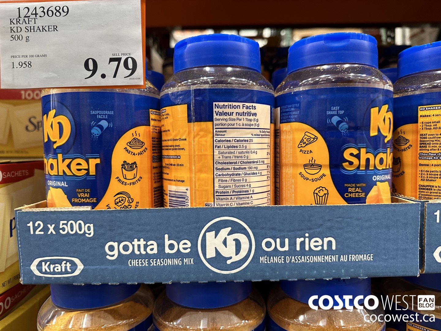 1243689 KRAFT KD SHAKER 500 G $9.79