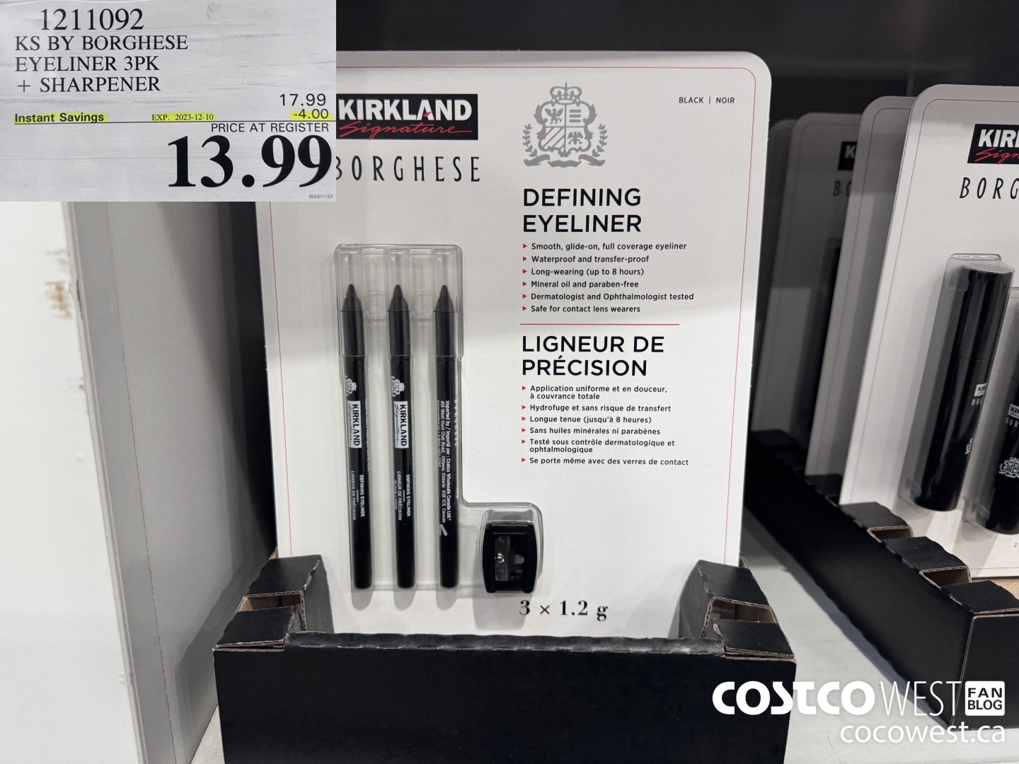 1211092 KS BY BORGHESE EYELINER 3PK + SHARPENER ($4.00 INSTANT SAVINGS EXPIRES ON 2023-12-10) $13.99