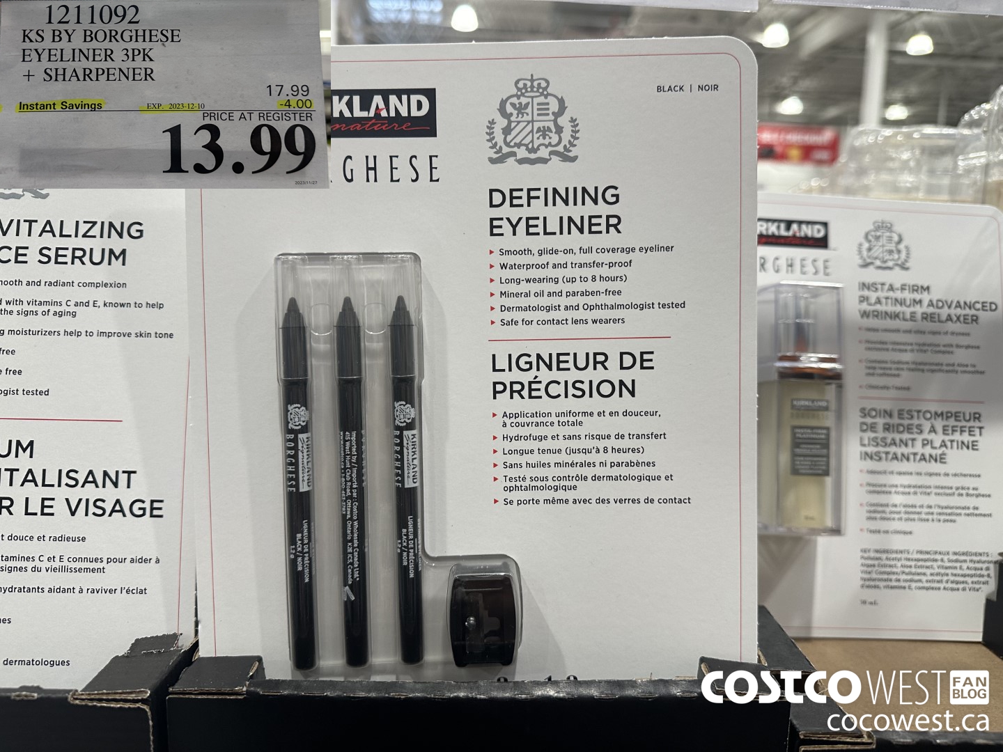 1211092 KS BY BORGHESE EYELINER 3PK + SHARPENER ($4.00 INSTANT SAVINGS EXPIRES ON 2023-12-10) $13.99