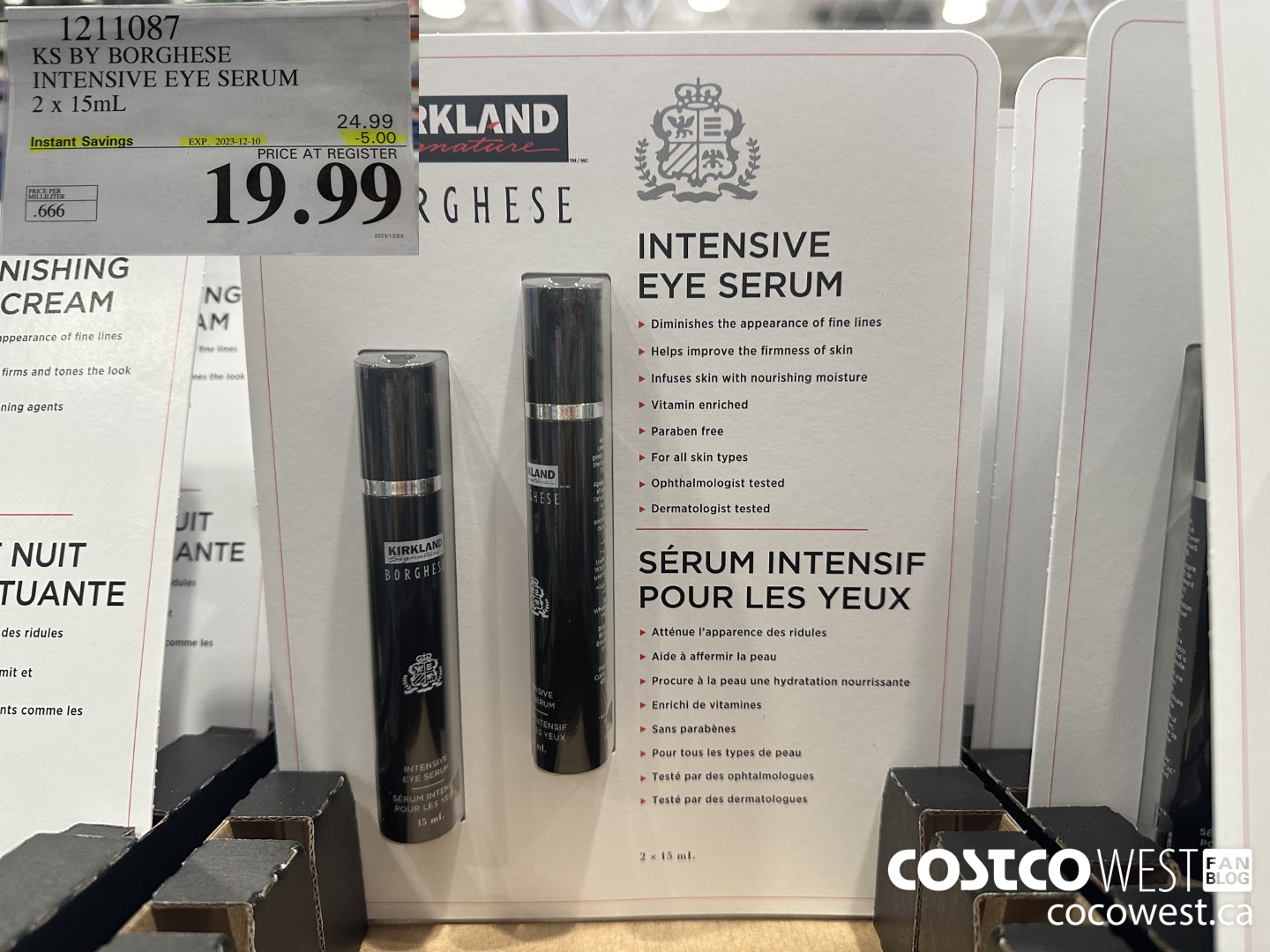 1211087 KS BY BORGHESE INTENSIVE EYE SERUM 2 x 15mL ($5.00 INSTANT SAVINGS EXPIRES ON 2023-12-10) $19.99