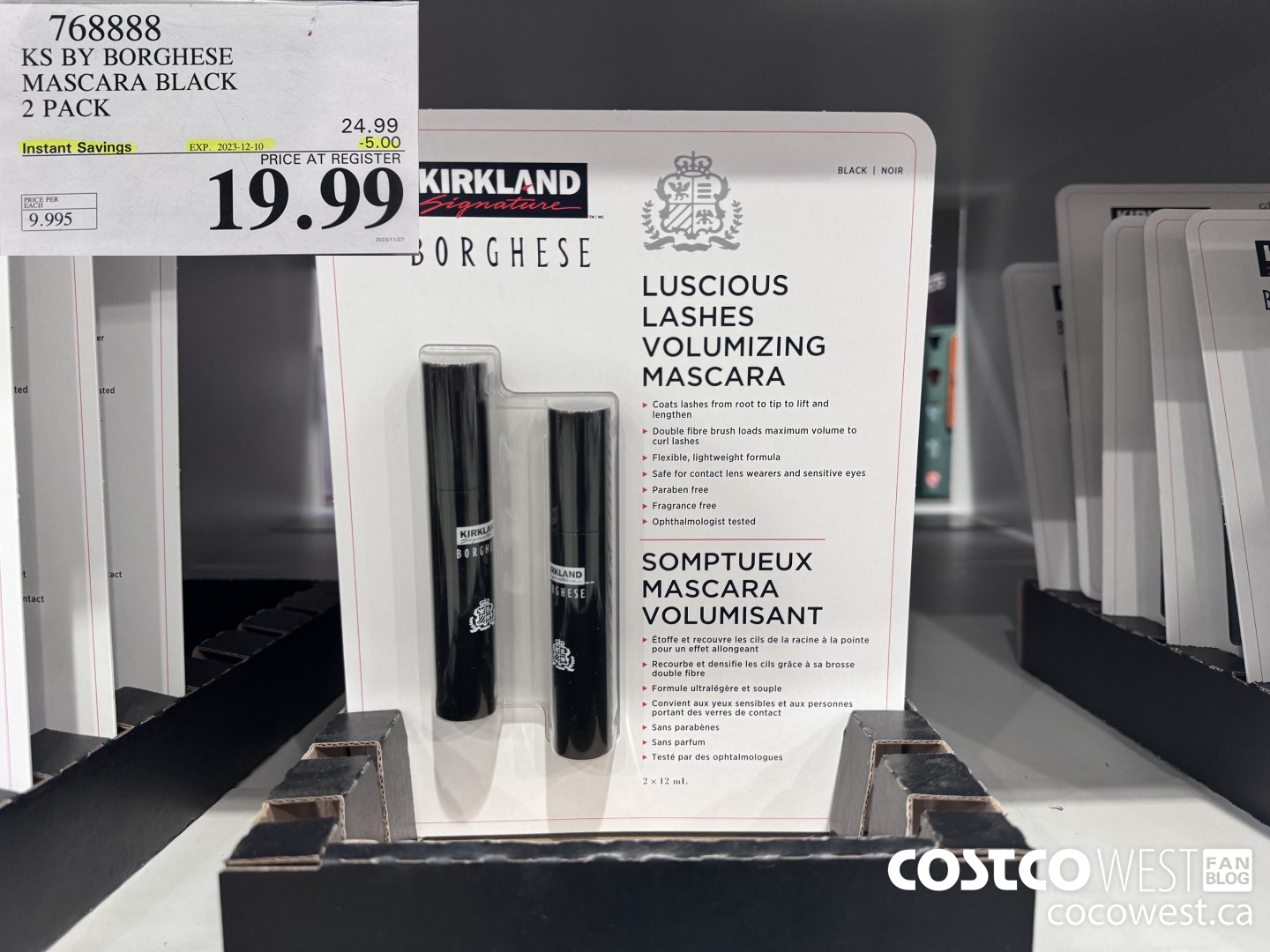 768888 KS BY BORGHESE MASCARA BLACK 2 PACK ($5.00 INSTANT SAVINGS EXPIRES ON 2023-12-10) $19.99