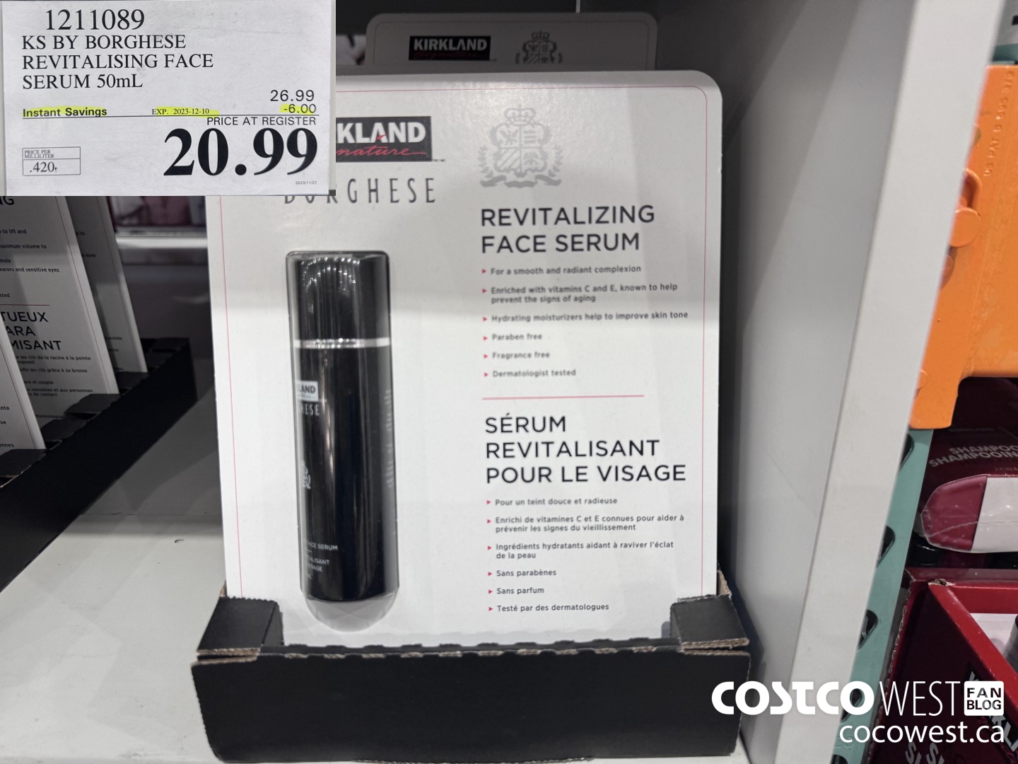 1211089 KS BY BORGHESE REVITALISING FACE SERUM 50mL ($6.00 INSTANT SAVINGS EXPIRES ON 2023-12-10) $20.99