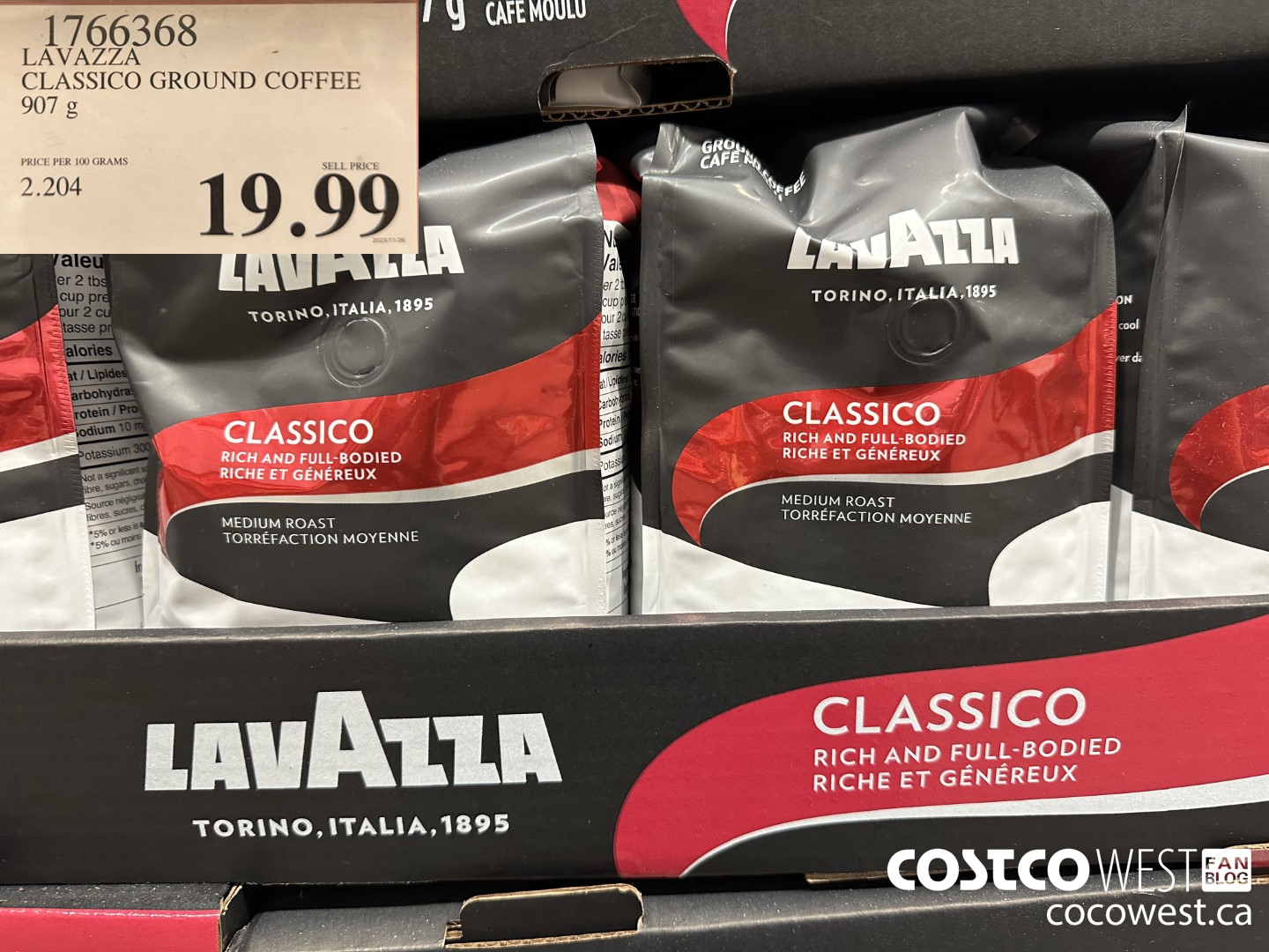 1766368 LAVAZZA CLASSICO GROUND COFFEE 907G $19.99