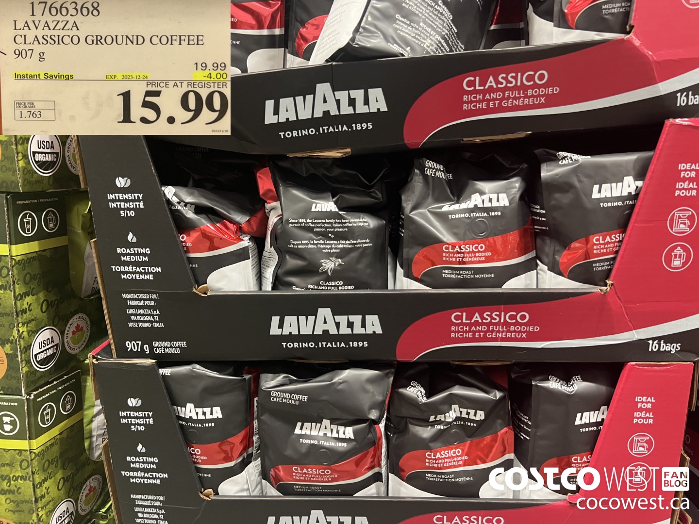 1766368 LAVAZZA CLASSICO GROUND COFFEE 907G ($4.00 INSTANT SAVINGS EXPIRES ON 2023-12-24) $15.99