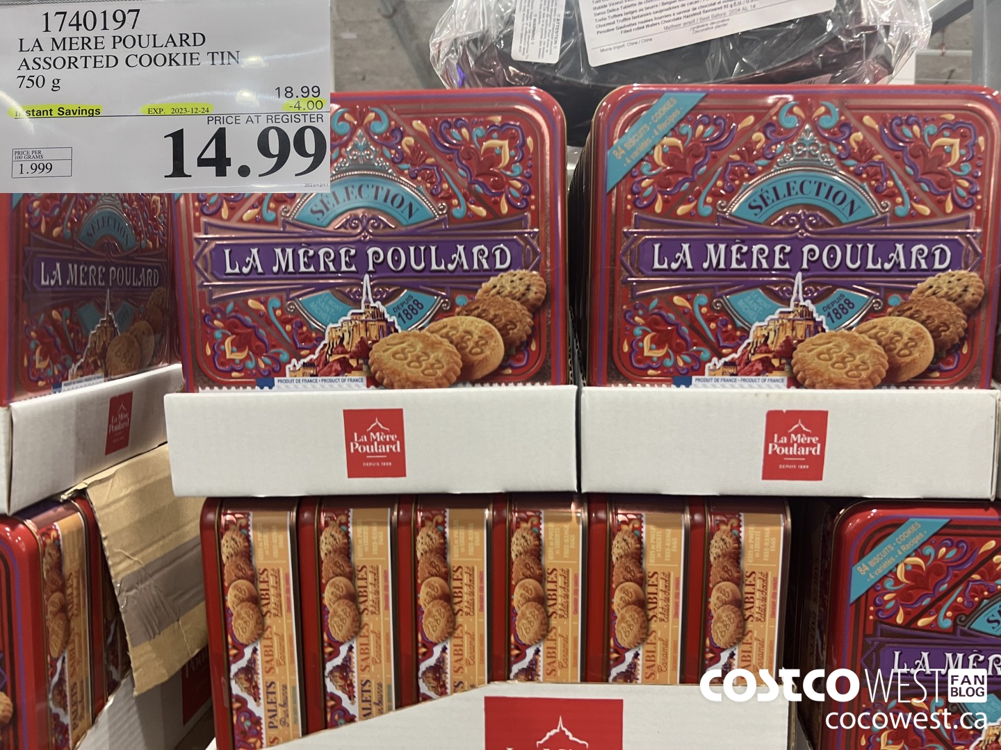 1740197 LA MERE POULARD ASSORTED COOKIE TIN 750G ($4.00 INSTANT SAVINGS EXPIRES ON 2023-12-24) $14.99