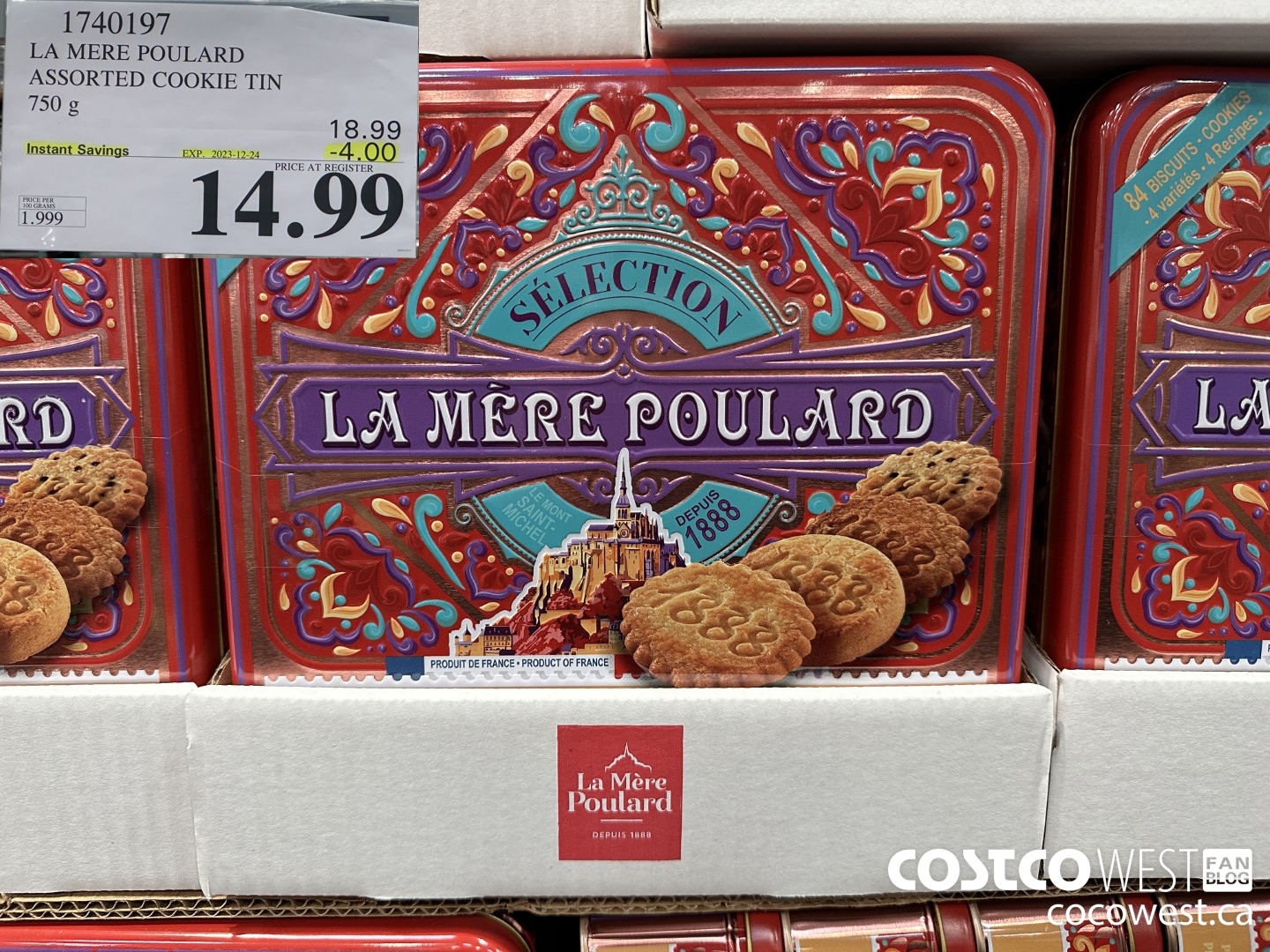 1740197 LA MERE POULARD ASSORTED COOKIE TIN 750G ($4.00 INSTANT SAVINGS EXPIRES ON 2023-12-24) $14.99