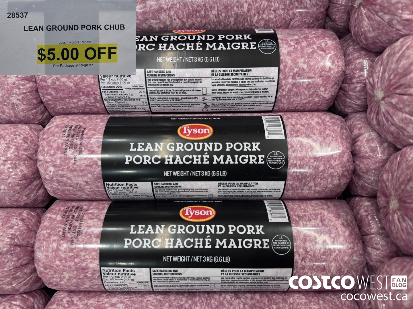 28537 LEAN GROUND PORK CHUB ($5.00 INSTANT SAVINGS)