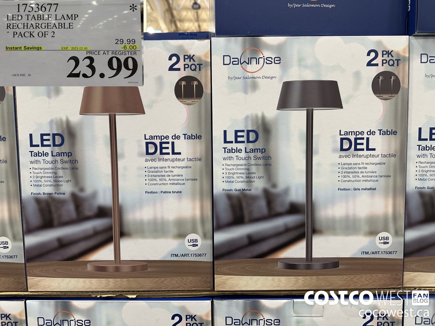 1753677 LED TABLE LAMP RECHARGEABLE PACK OF 2 ($6.00 INSTANT SAVINGS EXPIRES ON 2023-12-10) $23.99