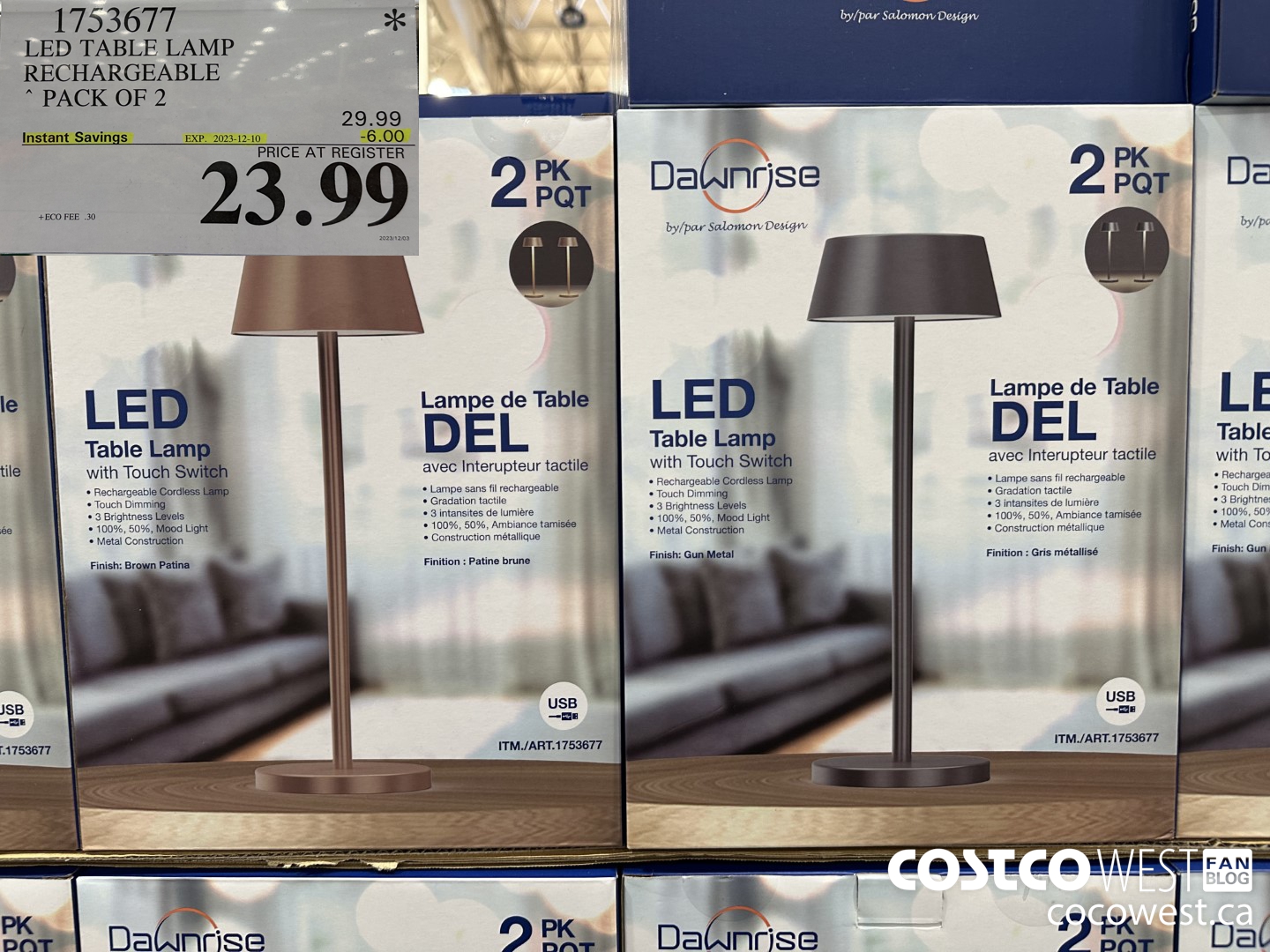 1753677 LED TABLE LAMP RECHARGEABLE PACK OF 2 ($6.00 INSTANT SAVINGS EXPIRES ON 2023-12-10) $23.99