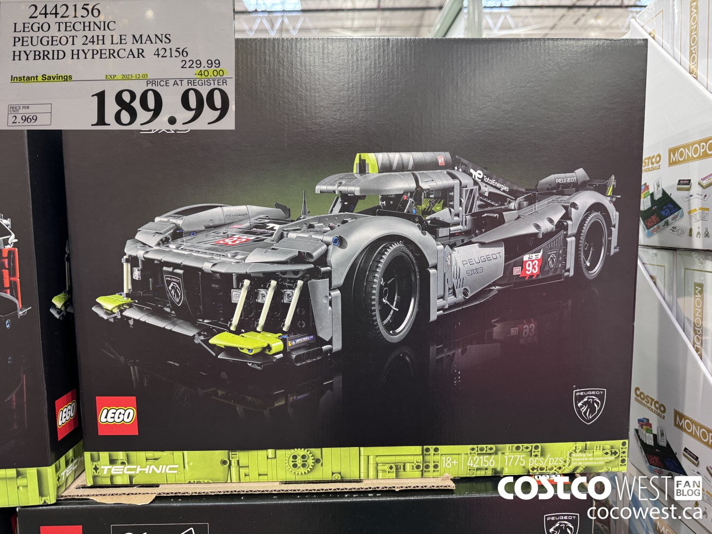 2442156 LEGO TECHNIC PEUGEOT 24H LE MANS HYBRID HYPERCAR 42156 ($40.00 INSTANT SAVINGS EXPIRES ON 2023-12-03) $189.99