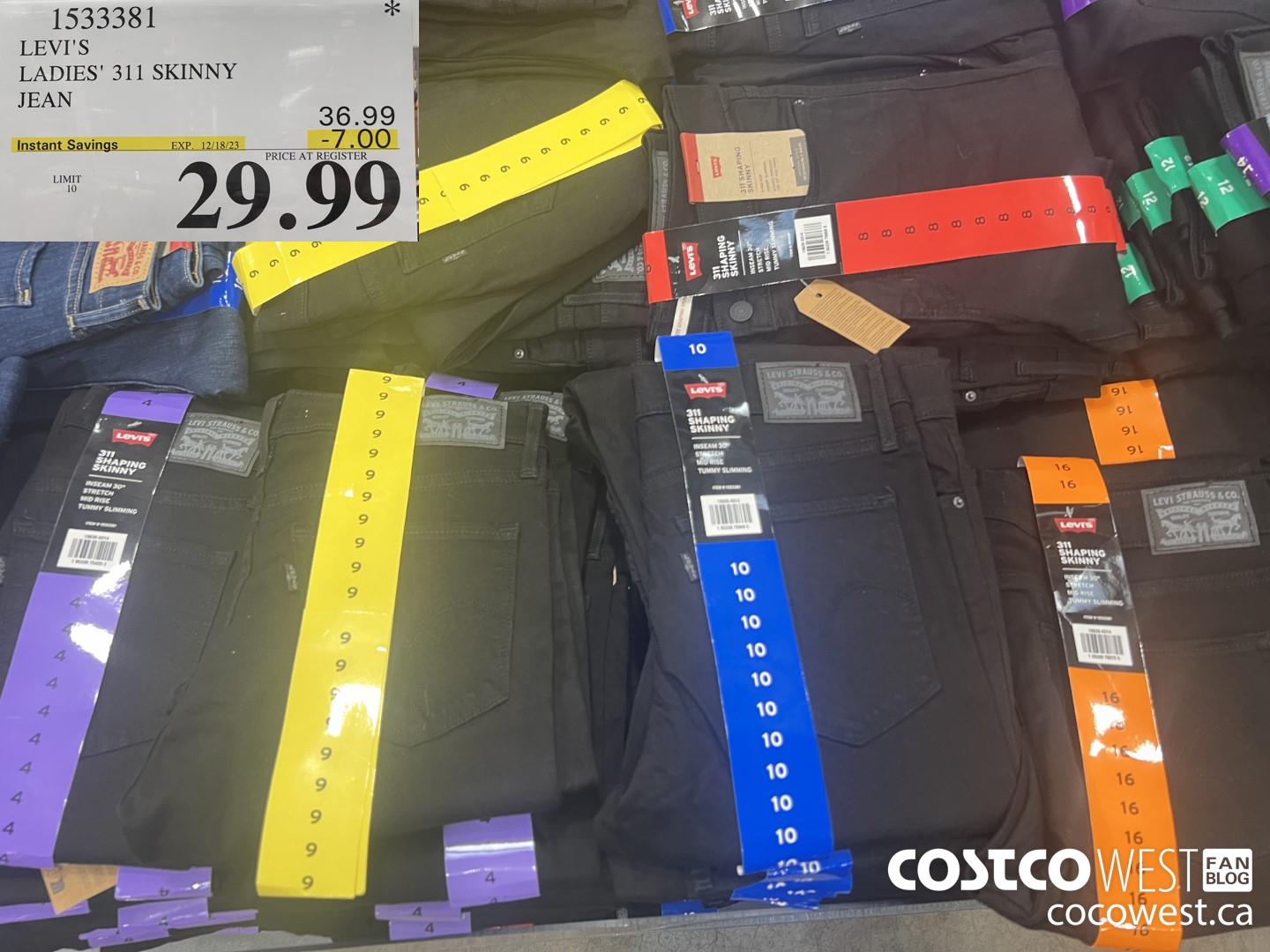 1533381 LEVI'S LADIES' 311 SKINNY JEAN ($7.00 INSTANT SAVINGS EXPIRES ON 2023-12-18) $29.99