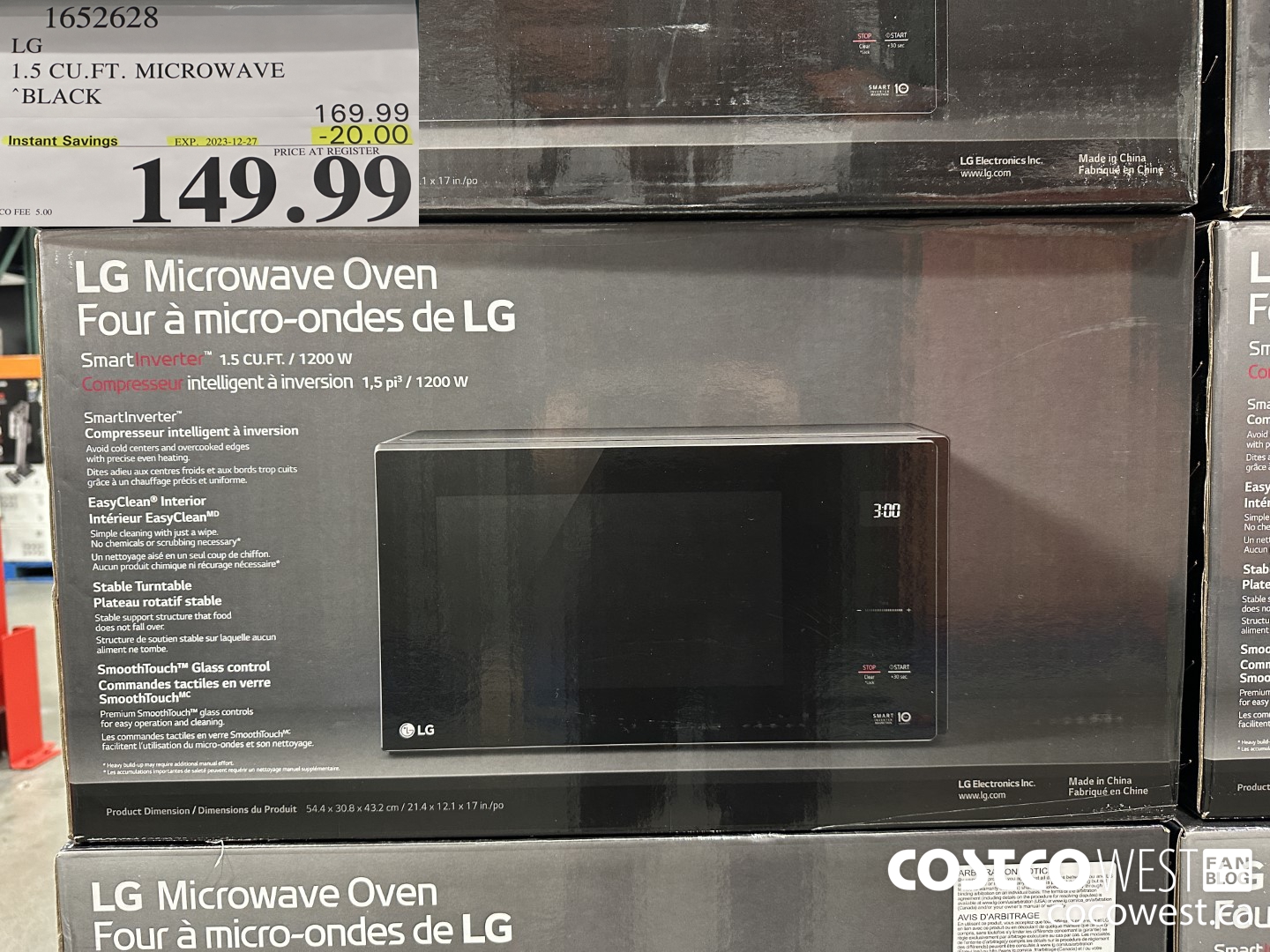 1652628 LG 1.5 CU. FT. MICROWAVE BLACK ($20.00 INSTANT SAVINGS EXPIRES ON 2023-12-27) $149.99