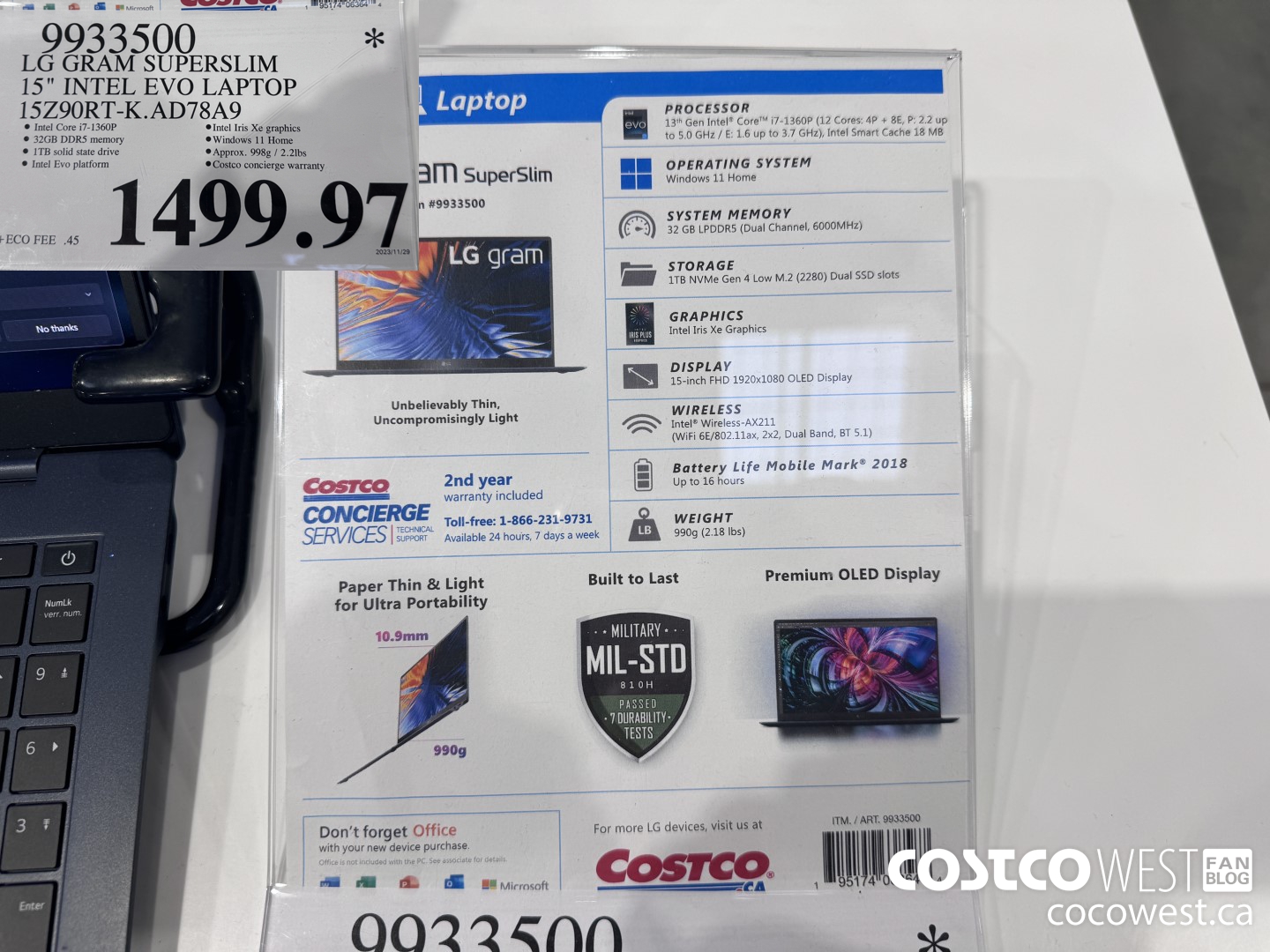 9933500 LG GRAM SUPERSLIM 15