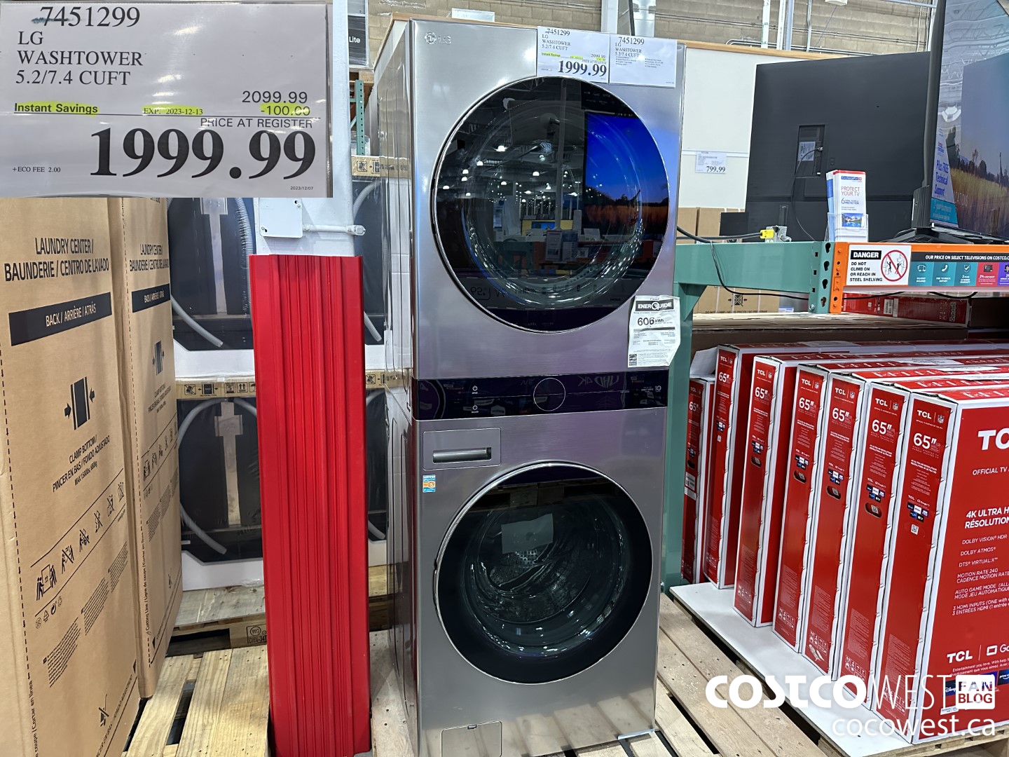 7451299 LG WASHTOWER 5.2/7.4 CUFT ($100.00 INSTANT SAVINGS EXPIRES ON 2023-12-13) $1999.99