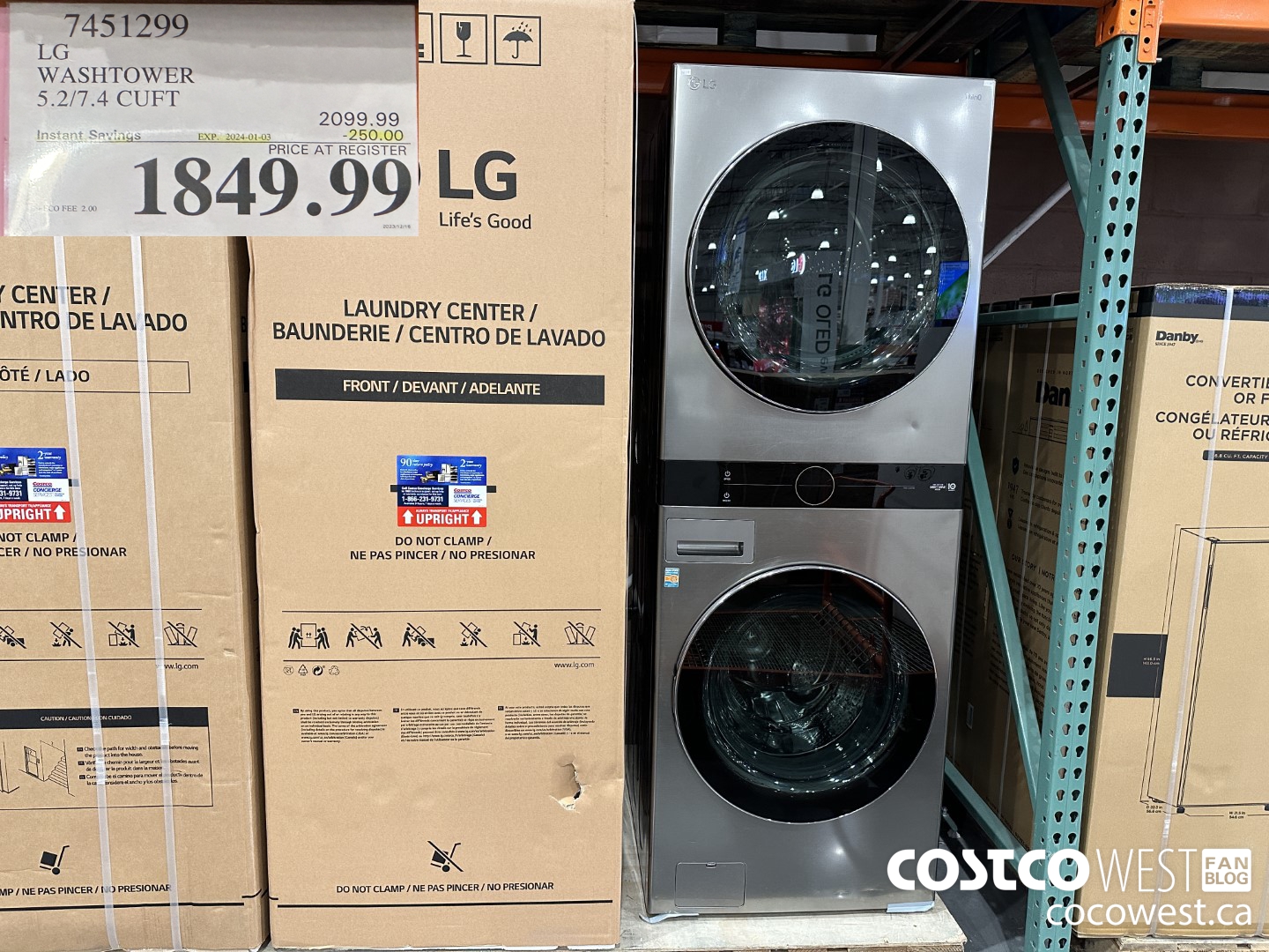 7451299 LG WASHTOWER 5.2/7.4 CUFT ($250.00 INSTANT SAVINGS EXPIRES ON 2024-01-03) $1849.99