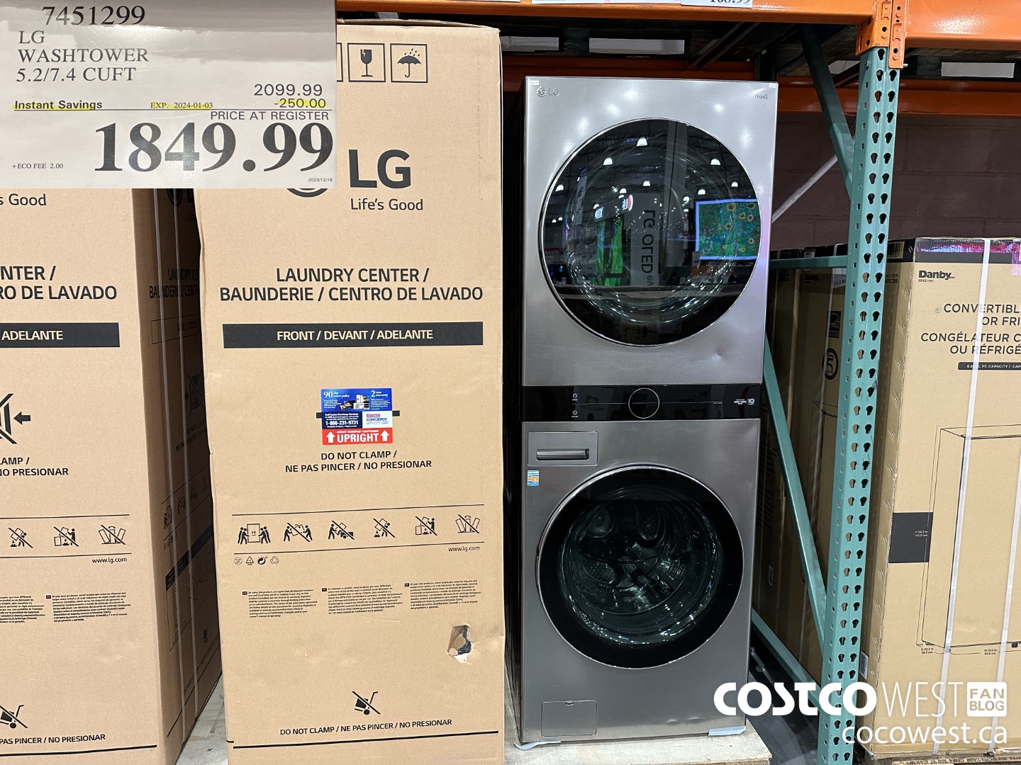 7451299 LG WASHTOWER 5.2/7.4 CUFT ($250.00 INSTANT SAVINGS EXPIRES ON 2024-01-03) $1849.99