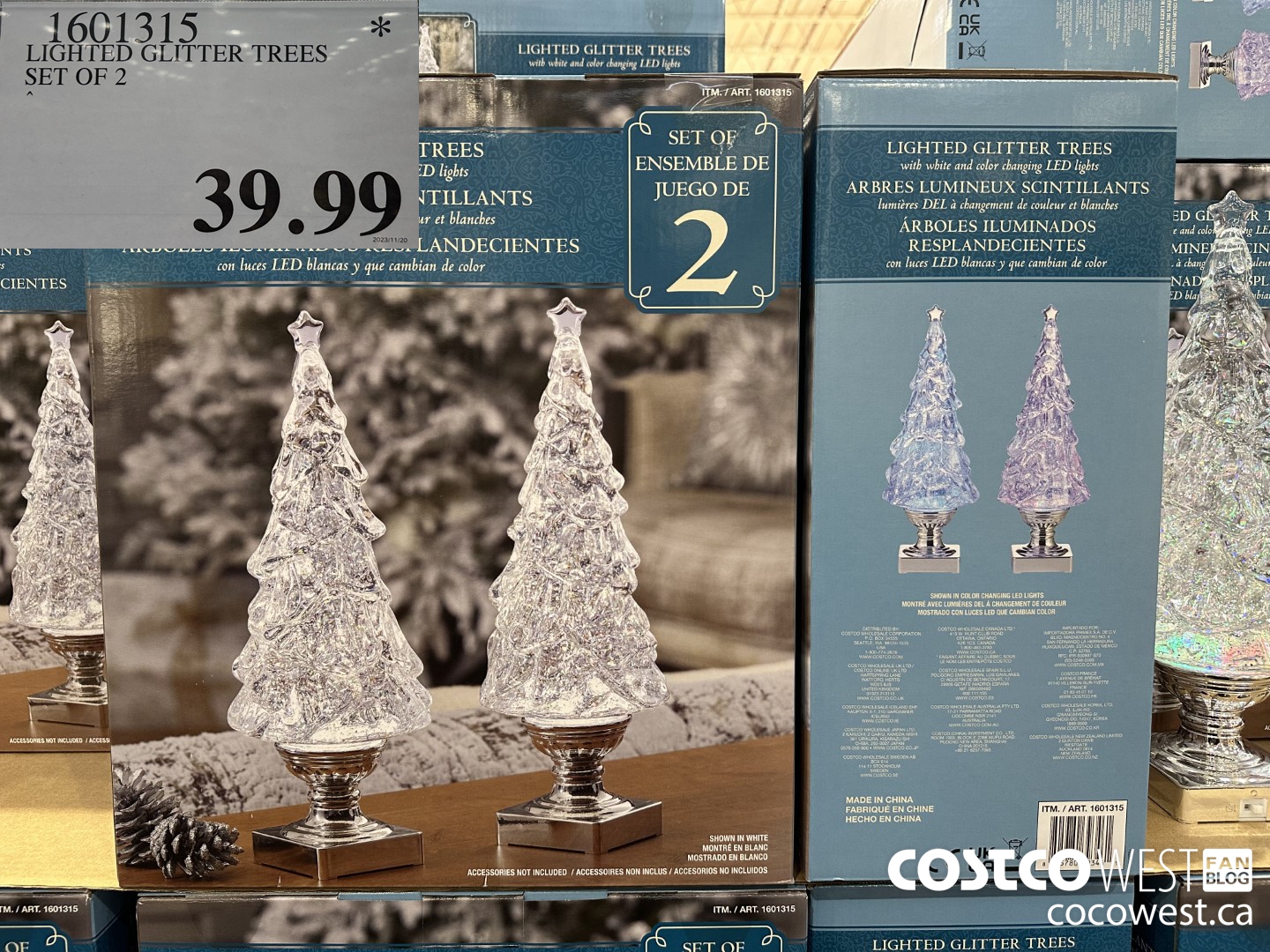 1601315 LIGHTED GLITTER TREES SET OF 2 $39.99