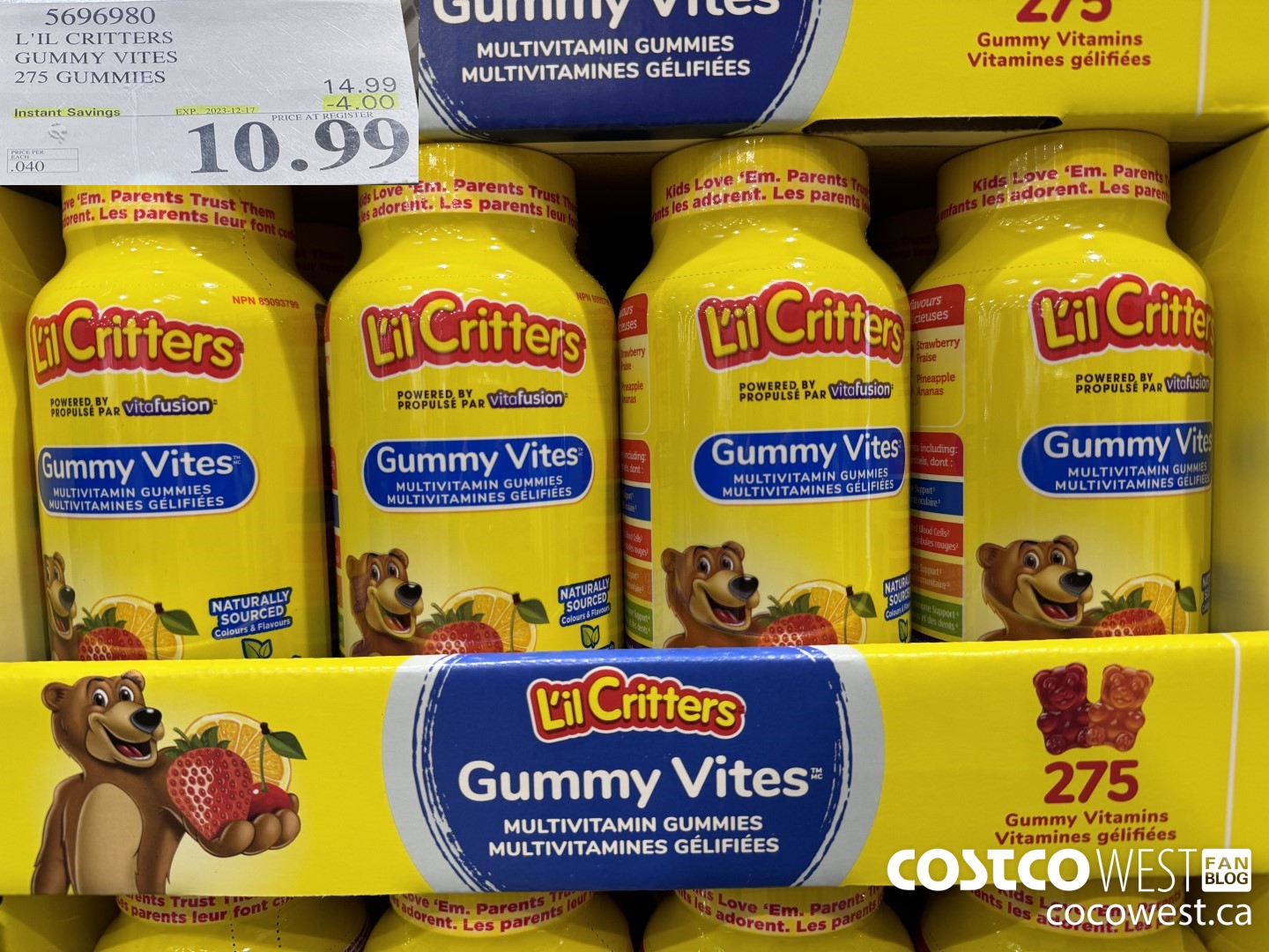 5696980 L'IL CRITTERS GUMMY VITES 275 GUMMIES ($4.00 INSTANT SAVINGS EXPIRES ON 2023-12-17) $10.99