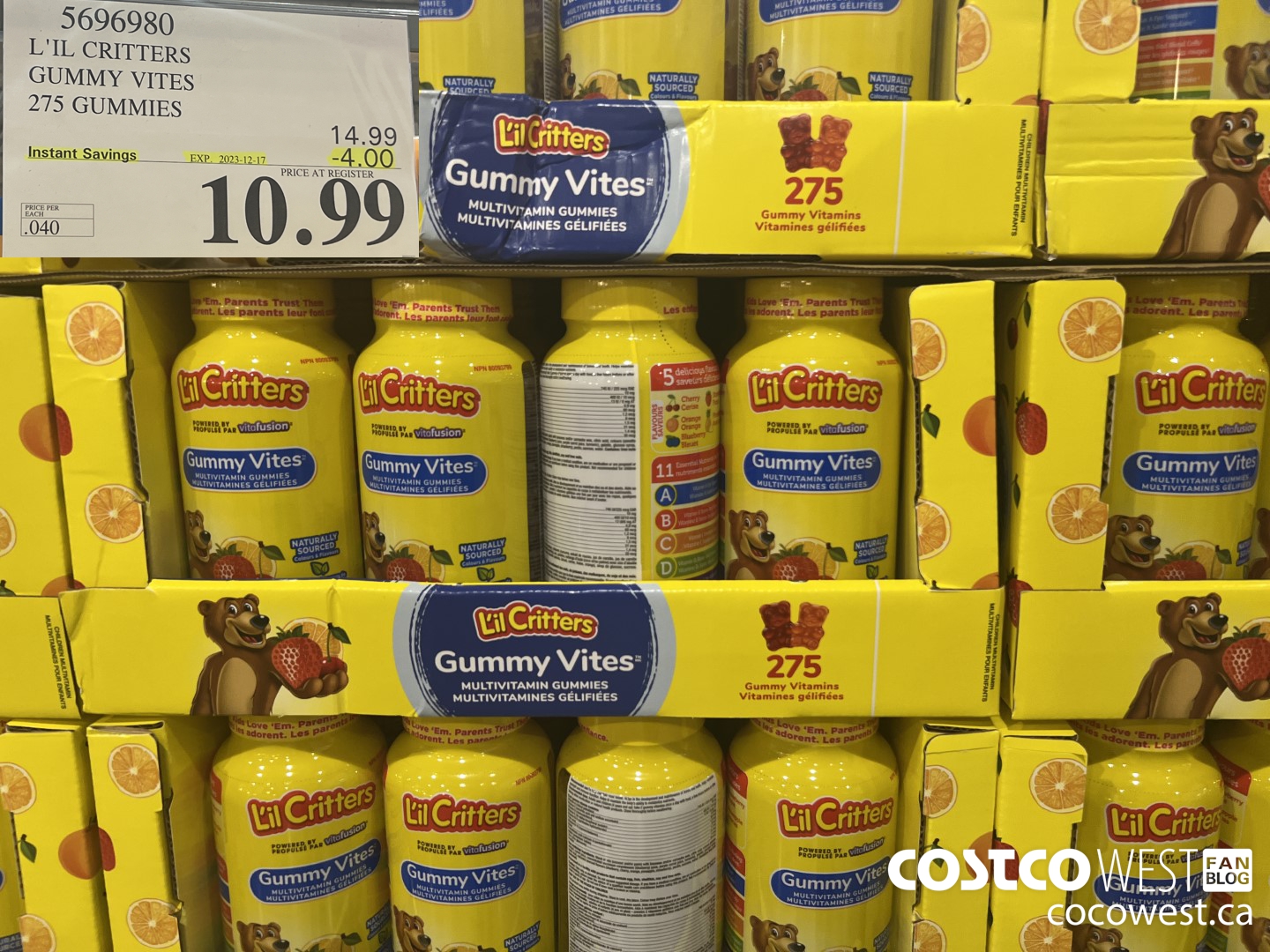 5696980 L'IL CRITTERS GUMMY VITES 275 GUMMIES ($4.00 INSTANT SAVINGS EXPIRES ON 2023-12-17) $10.99