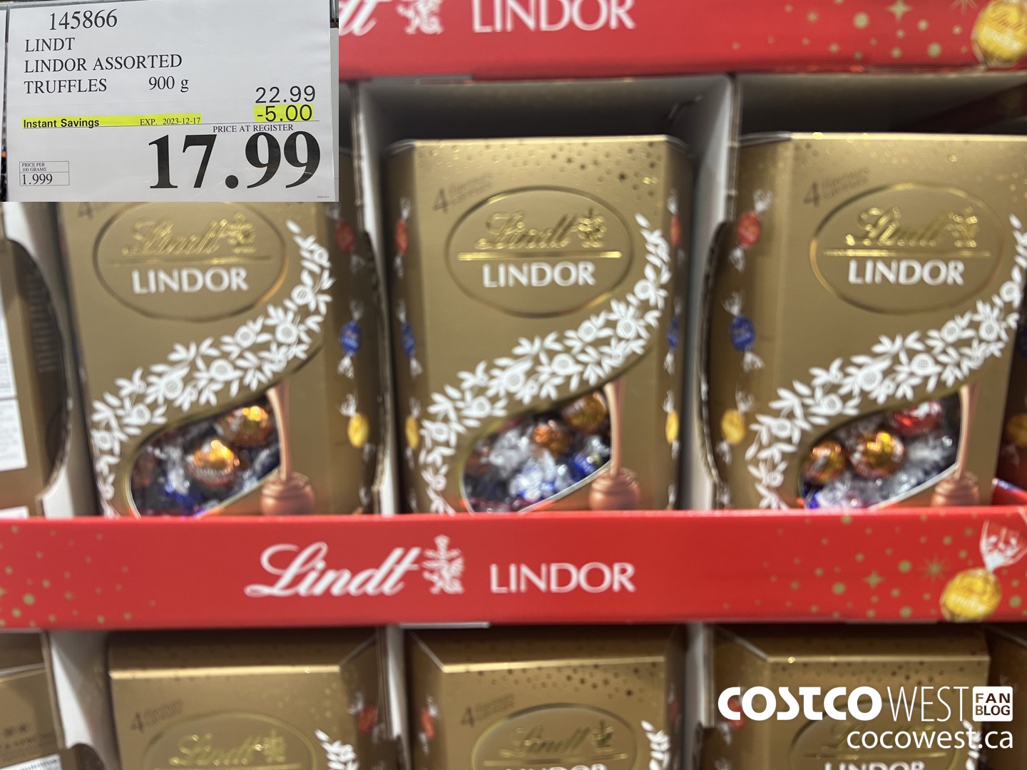 145866 LINDT LINDOR ASSORTED TRUFFLES 900g ($5.00 INSTANT SAVINGS EXPIRES ON 2023-12-17) $17.99