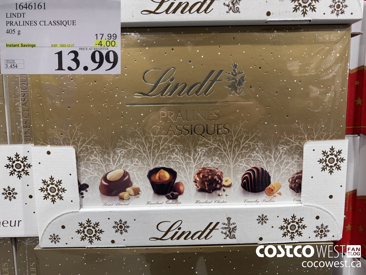 1646161 LINDT PRALINES CLASSIQUE 405G ($4.00 INSTANT SAVINGS EXPIRES ON 2023-12-17) $13.99