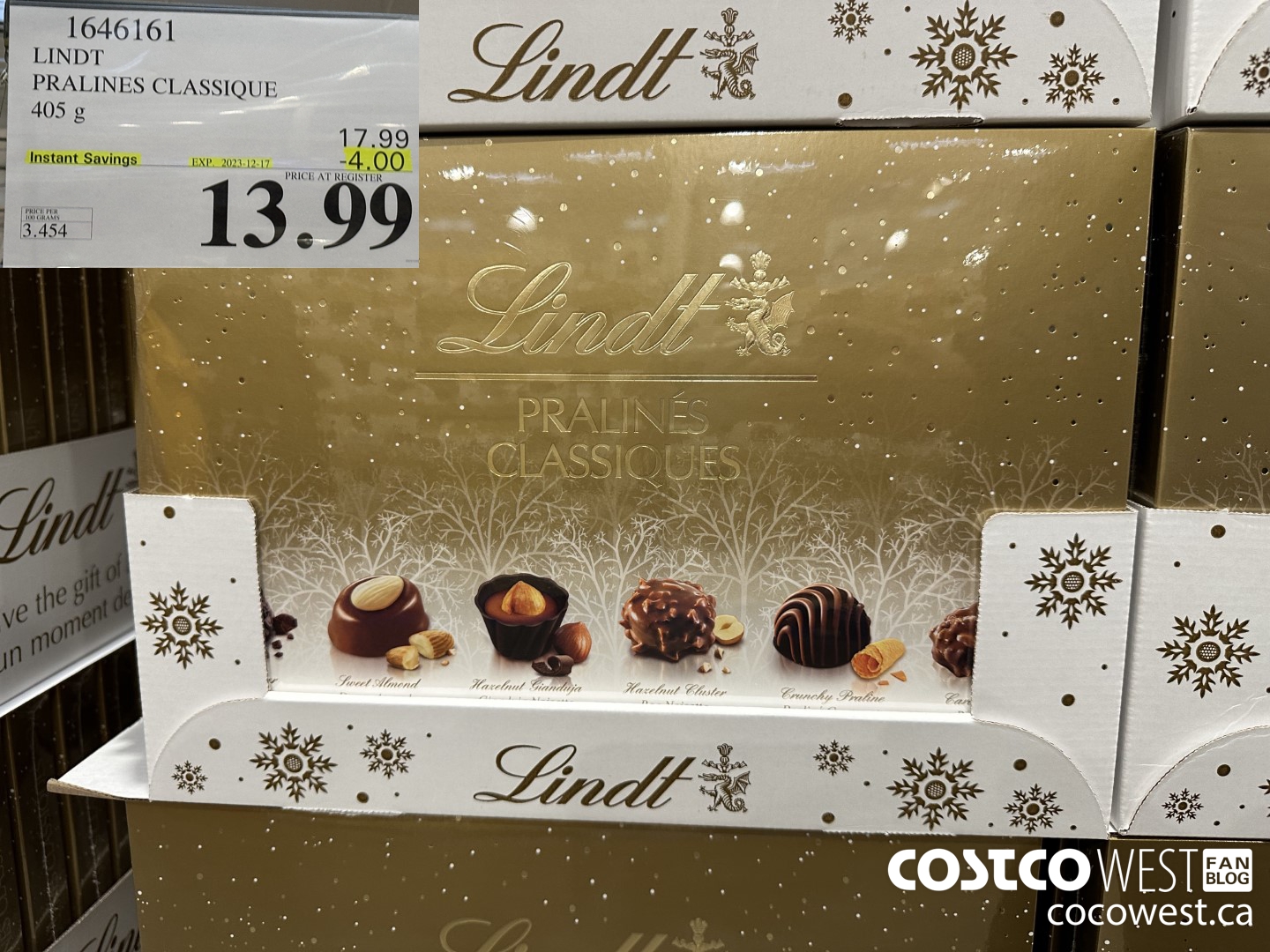 1646161 LINDT PRALINES CLASSIQUE 405G ($4.00 INSTANT SAVINGS EXPIRES ON 2023-12-17) $13.99