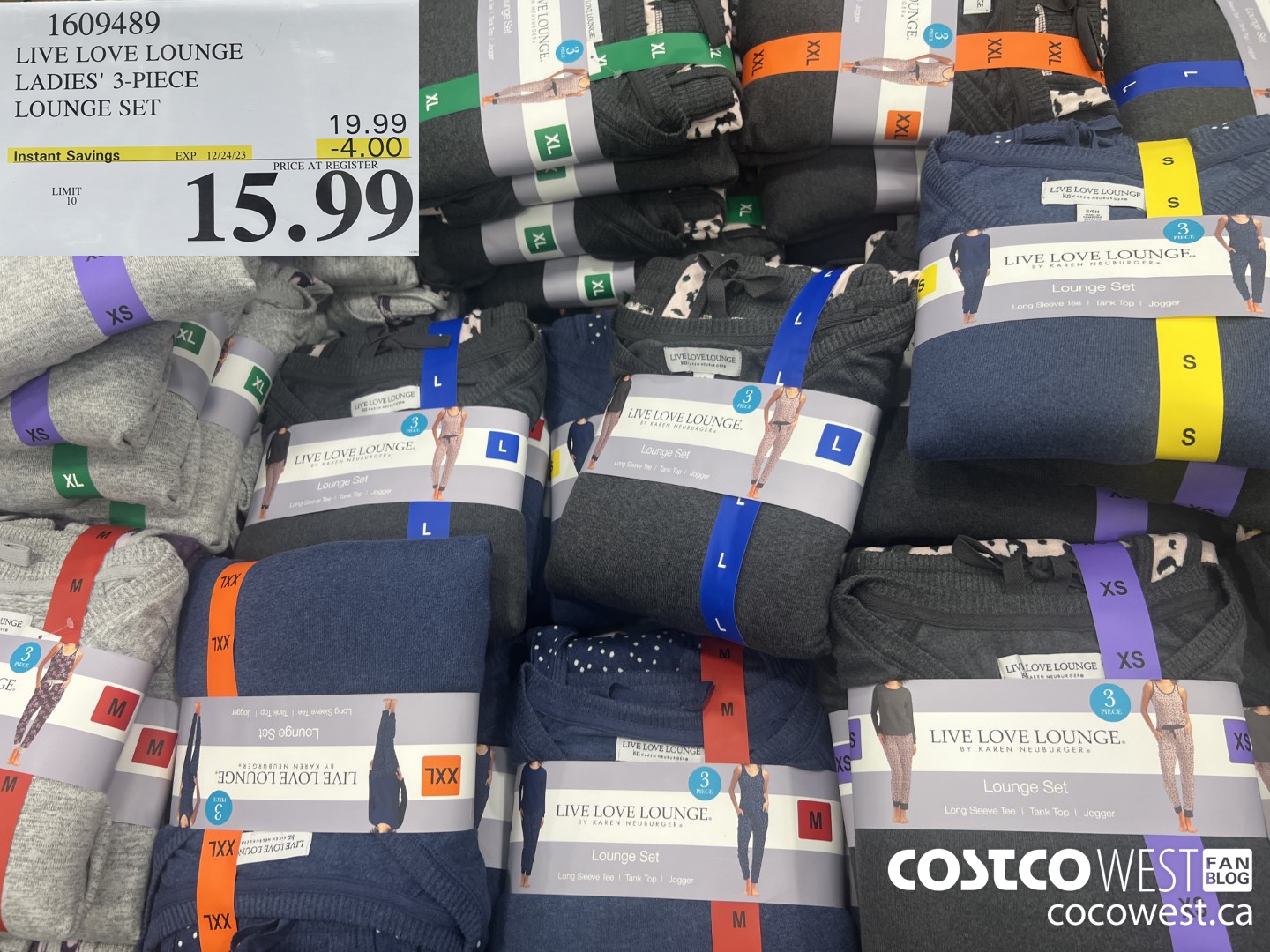 1609489 LIVE LOVE LOUNGE LADIES' 3-PIECE LOUNGE SET ($4.00 INSTANT SAVINGS EXPIRES ON 2023-12-24) $15.99